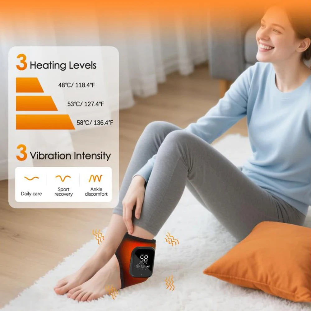 Electric Heat And Vibration Ankle Massager With Infrared Heat