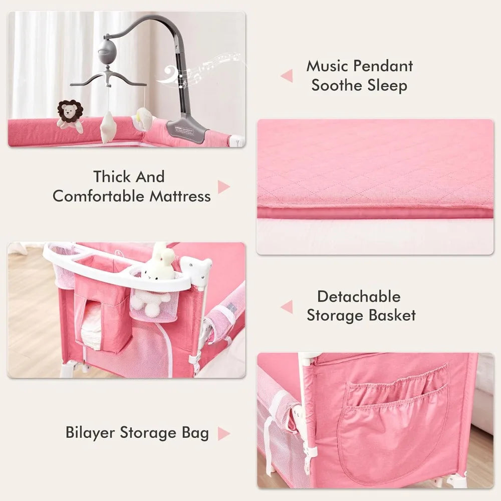 5 In 1 Baby Bassinet Crib Sleeper With Removable Rocker