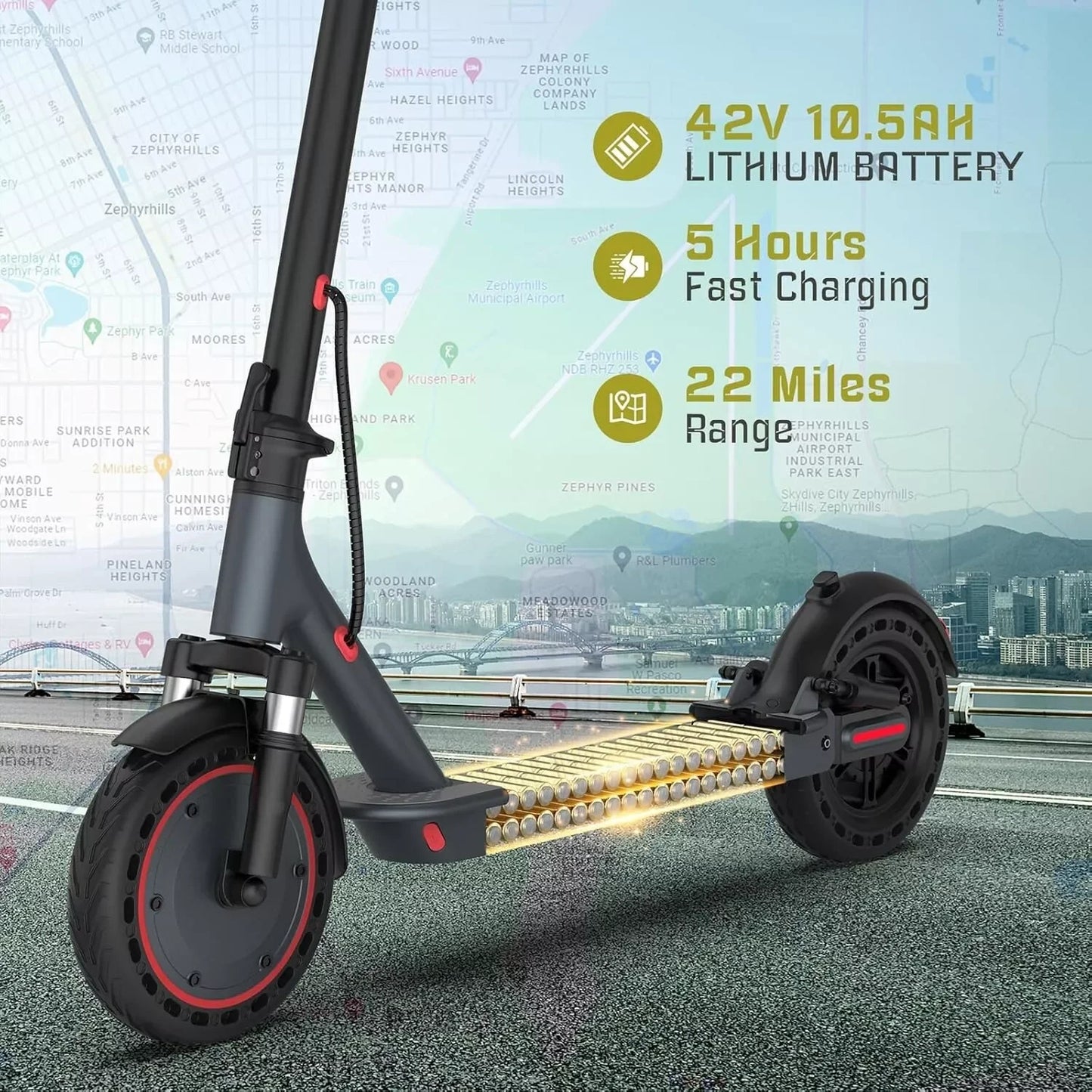 AOVOPRO TMAX 500W Electric Scooter With Tuya App Connectivity Shock Absorbing