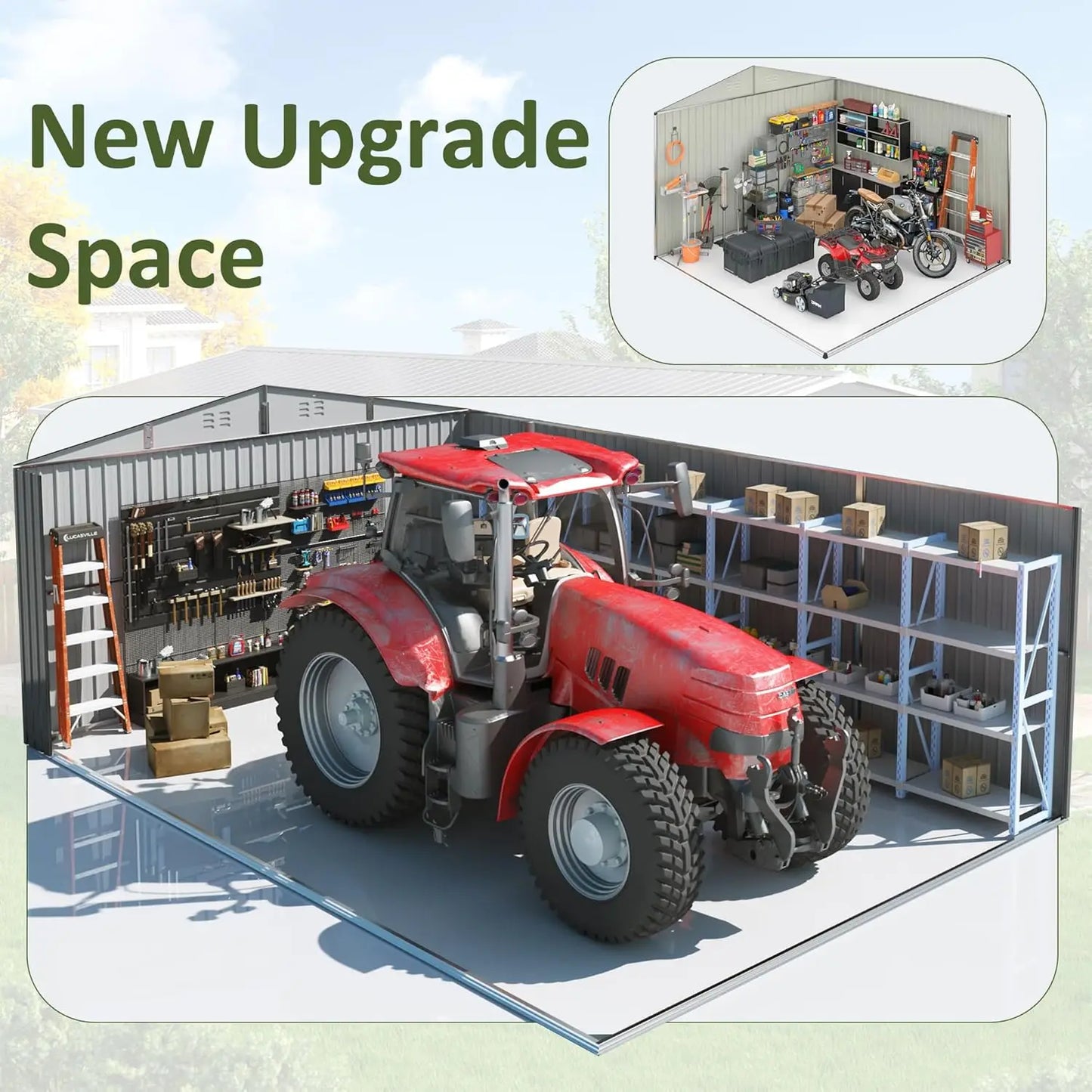 Metal Outdoor Storage Shed With Lockable Doors For Garden Tools