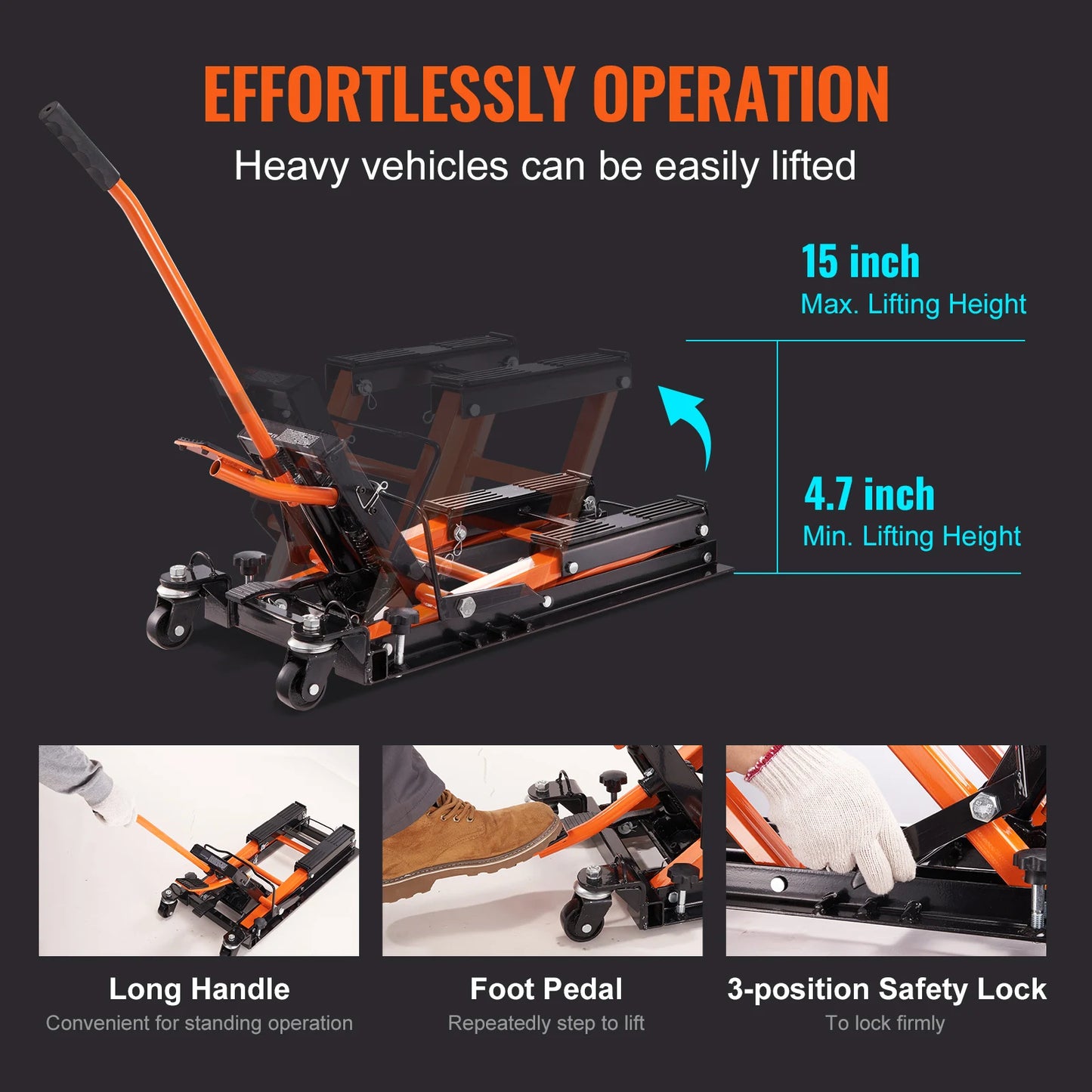 SucceBuy 1500 Lb Steel Hydraulic Motgorcycle Jack Stand For ATV's