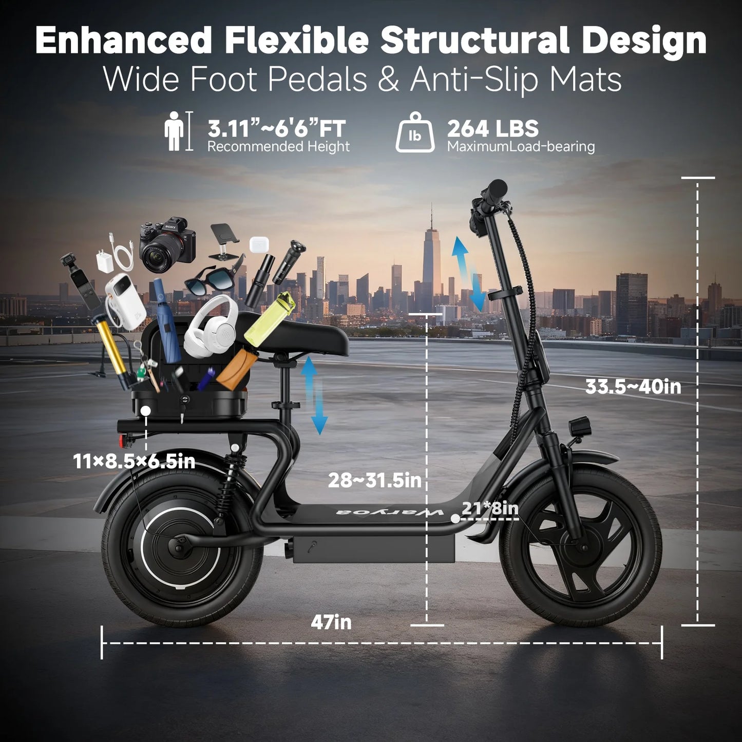 AOVOPRO 500W Foldable Electric Bicycle With 10.4Ah Battery