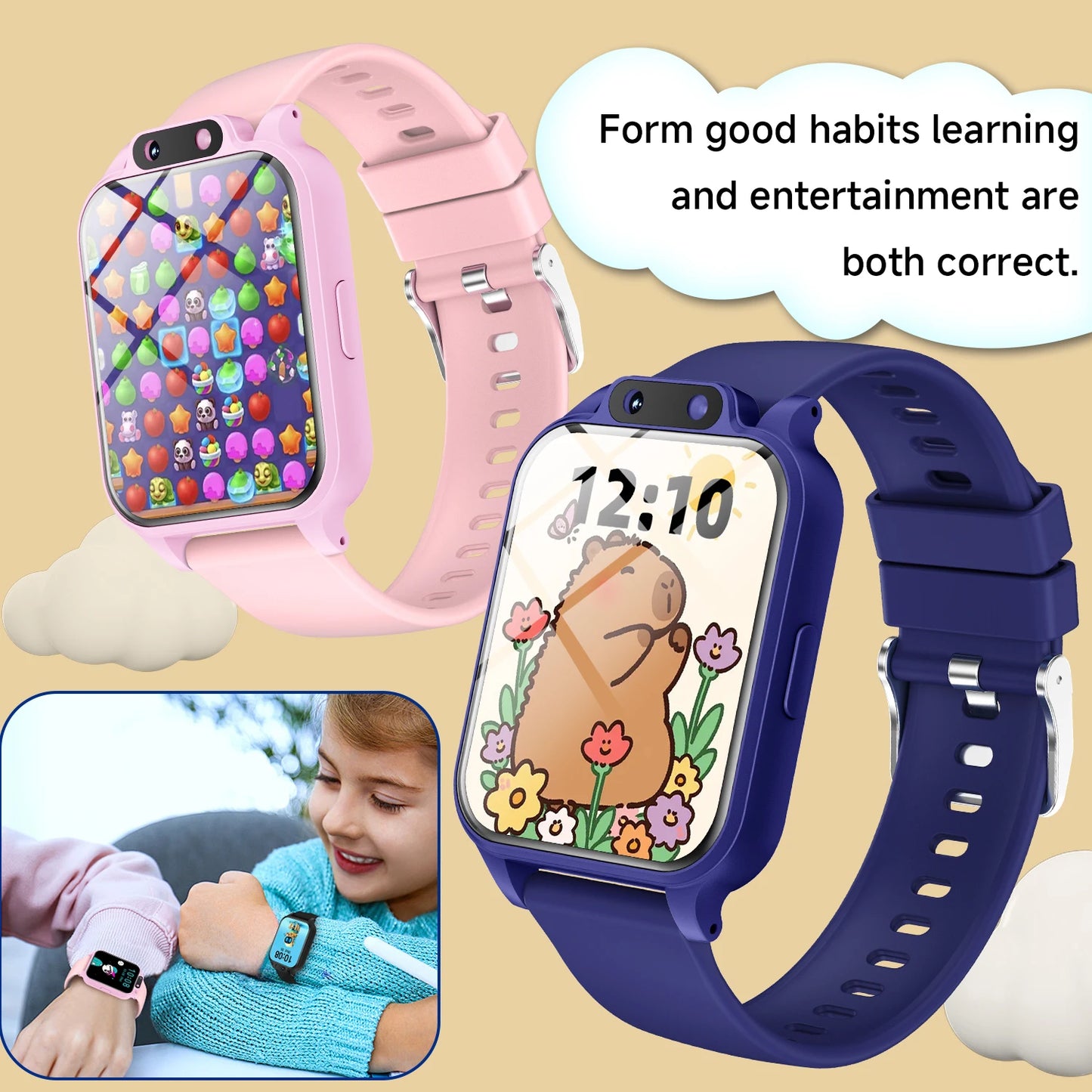 SIMSONLAB Kids Smartwatch With HD Camera Stopwatch And 18 Games