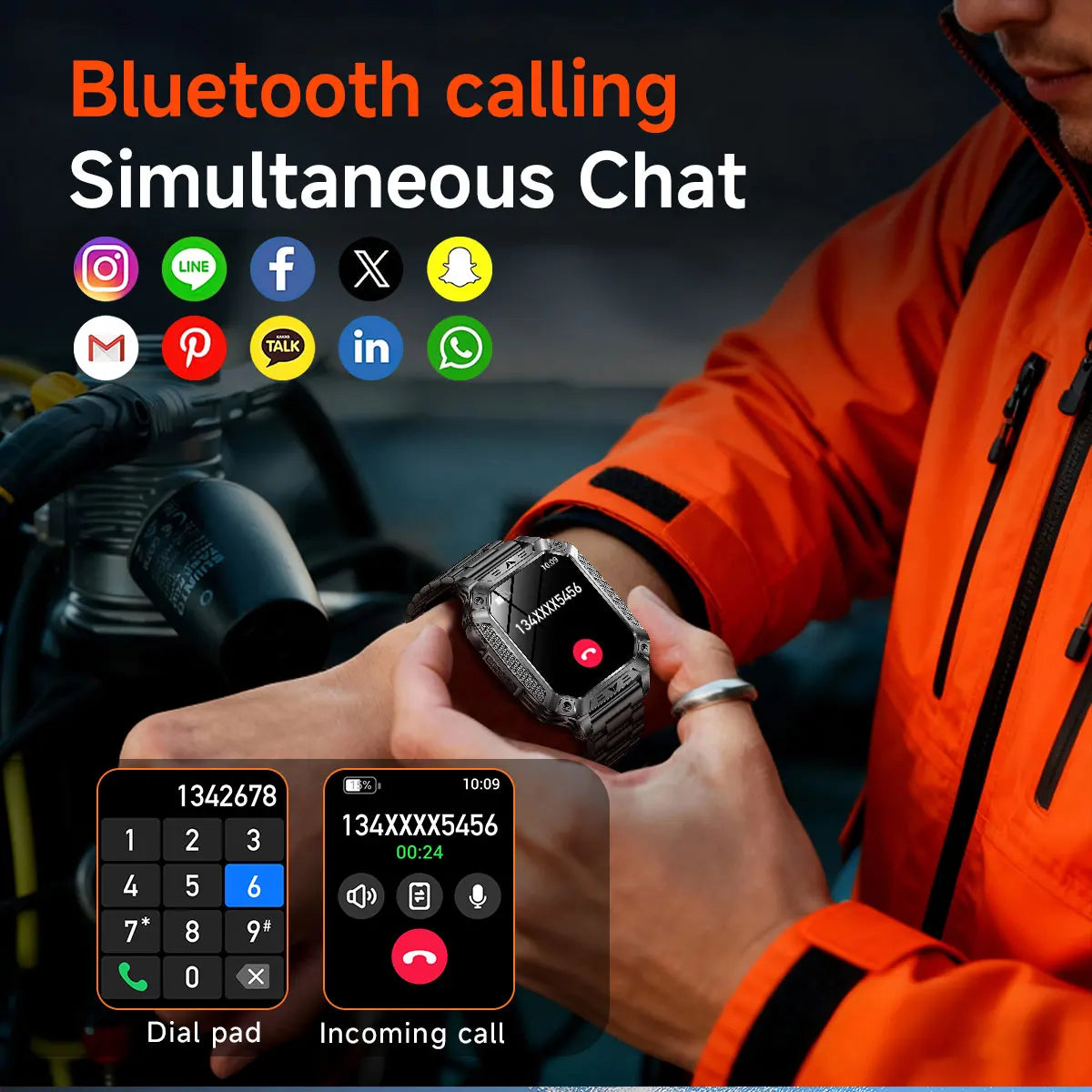 GPS Smart Watch AMOLED 1400mAh Waterproof Fitness Tracker Bluetooth Call