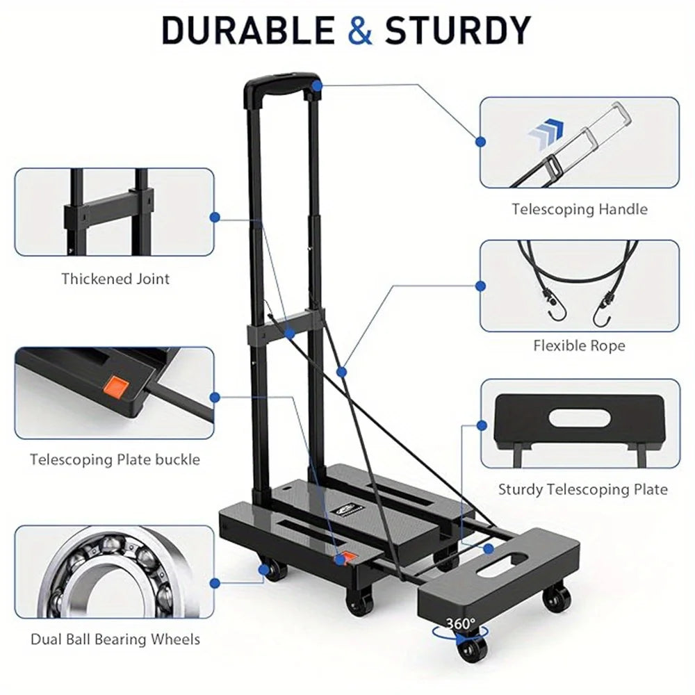 Spacekeeper Heavy Duty Folding Hand Truck With 6 Wheels