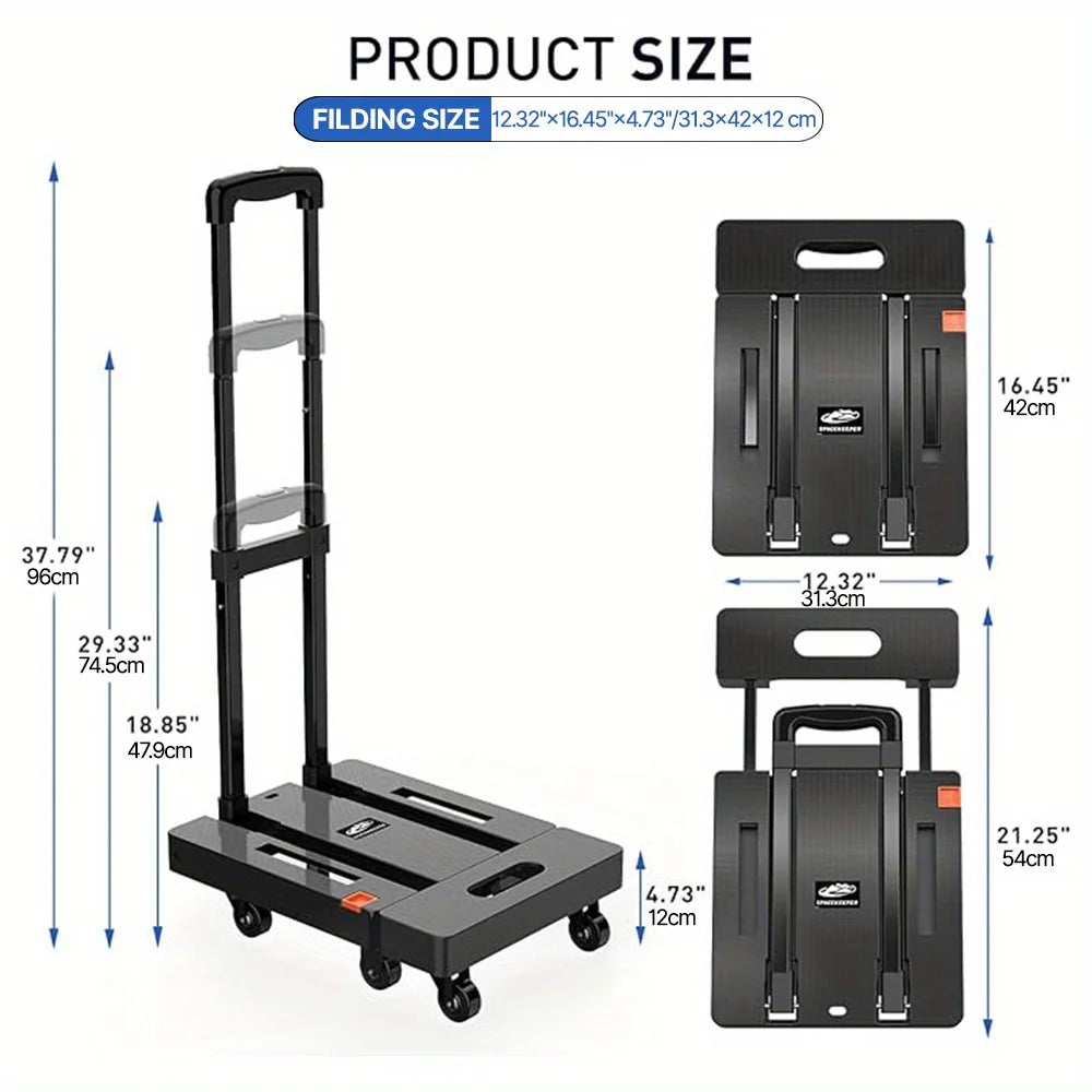 Spacekeeper Heavy Duty Folding Hand Truck With 6 Wheels