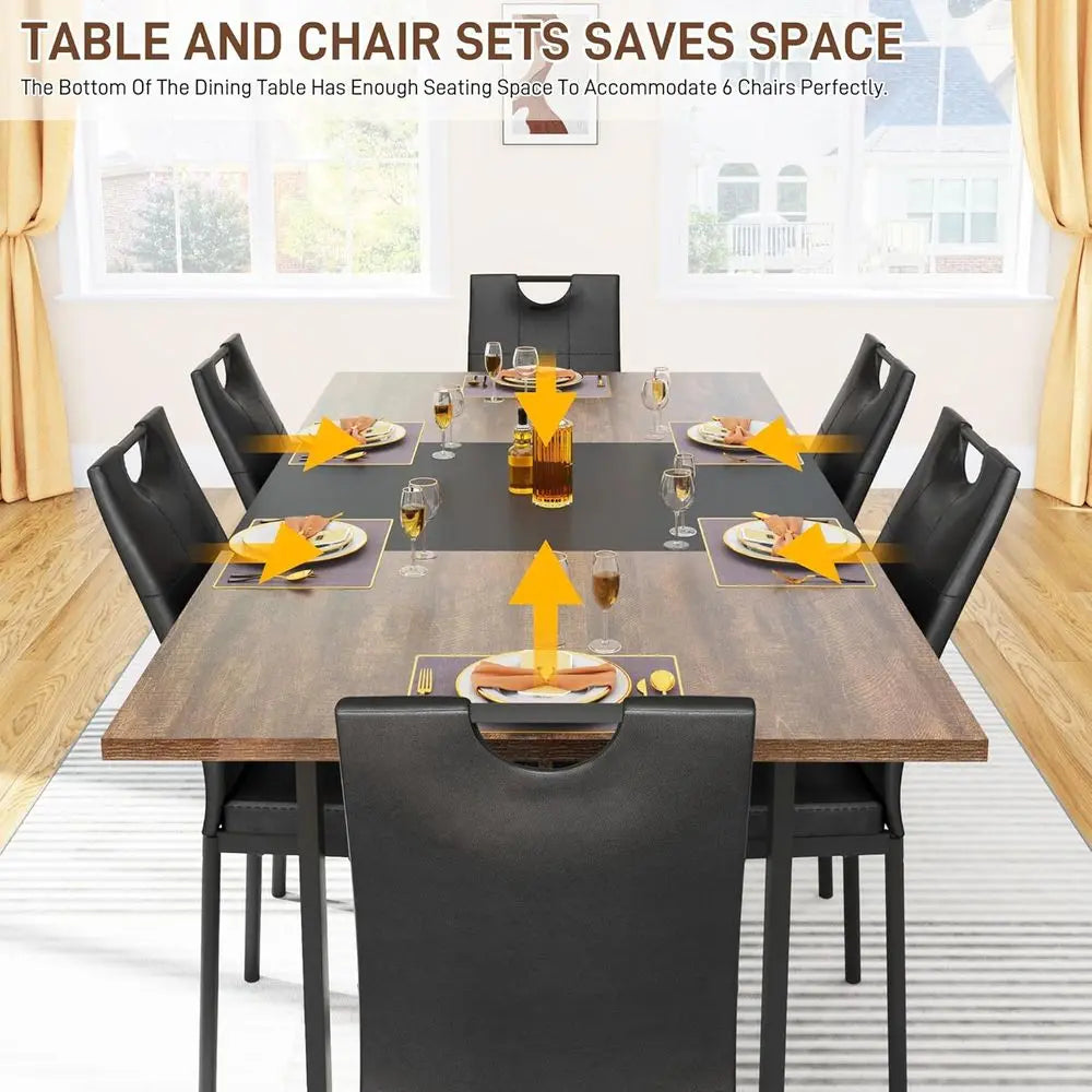 Modern Wooden Dining Set With Upholstered Chairs For Kitchen