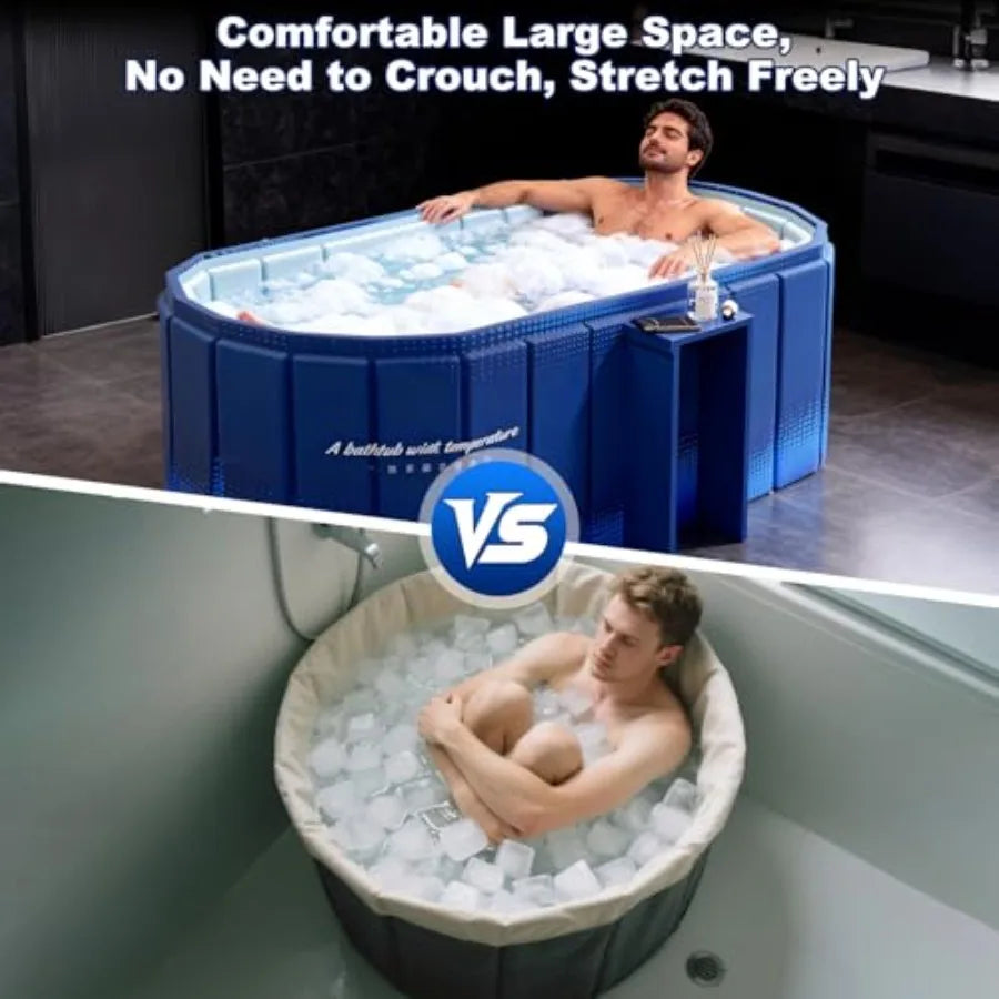 Portable Collapsible Cold Plunge Bathtub With Built In Ledges