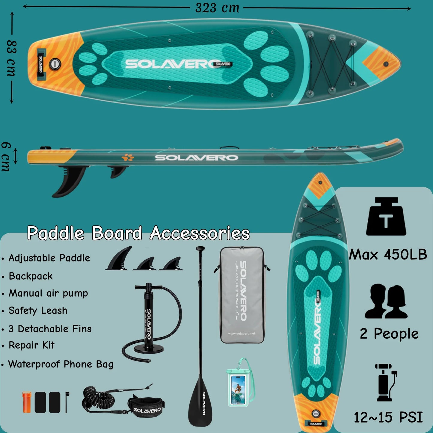 Inflatable Stand Up Paddle Board Non Slip EVA Deck With Premium Accessories