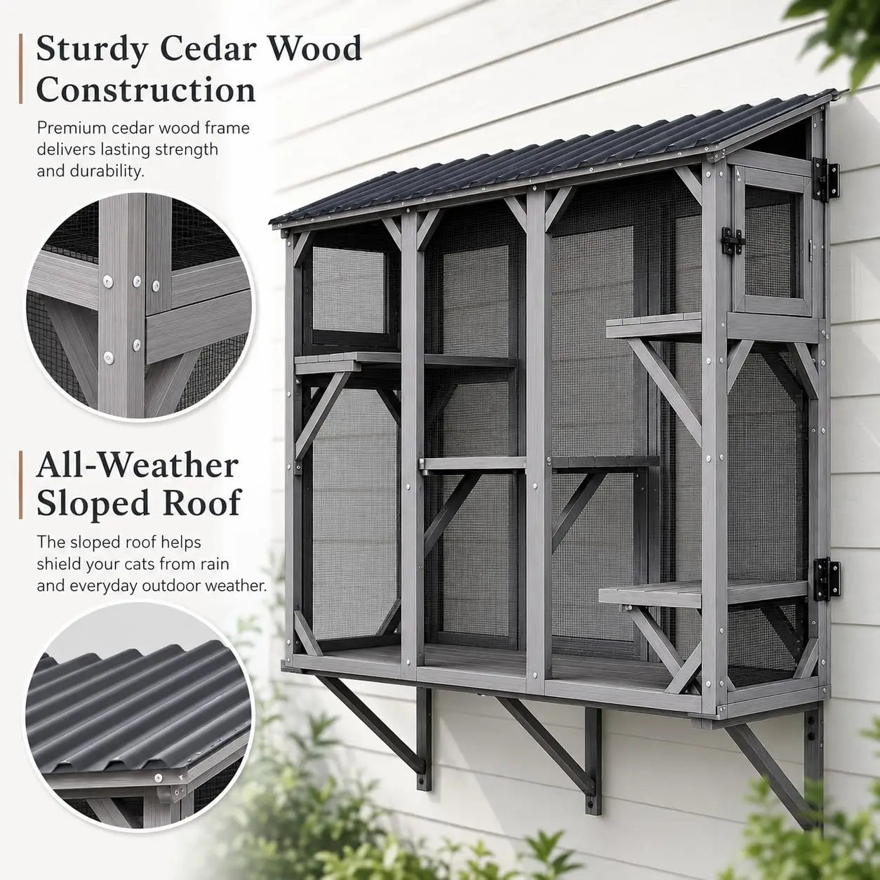HiMISS Catio Cat Enclosure Window Box With UV Roof All Weather