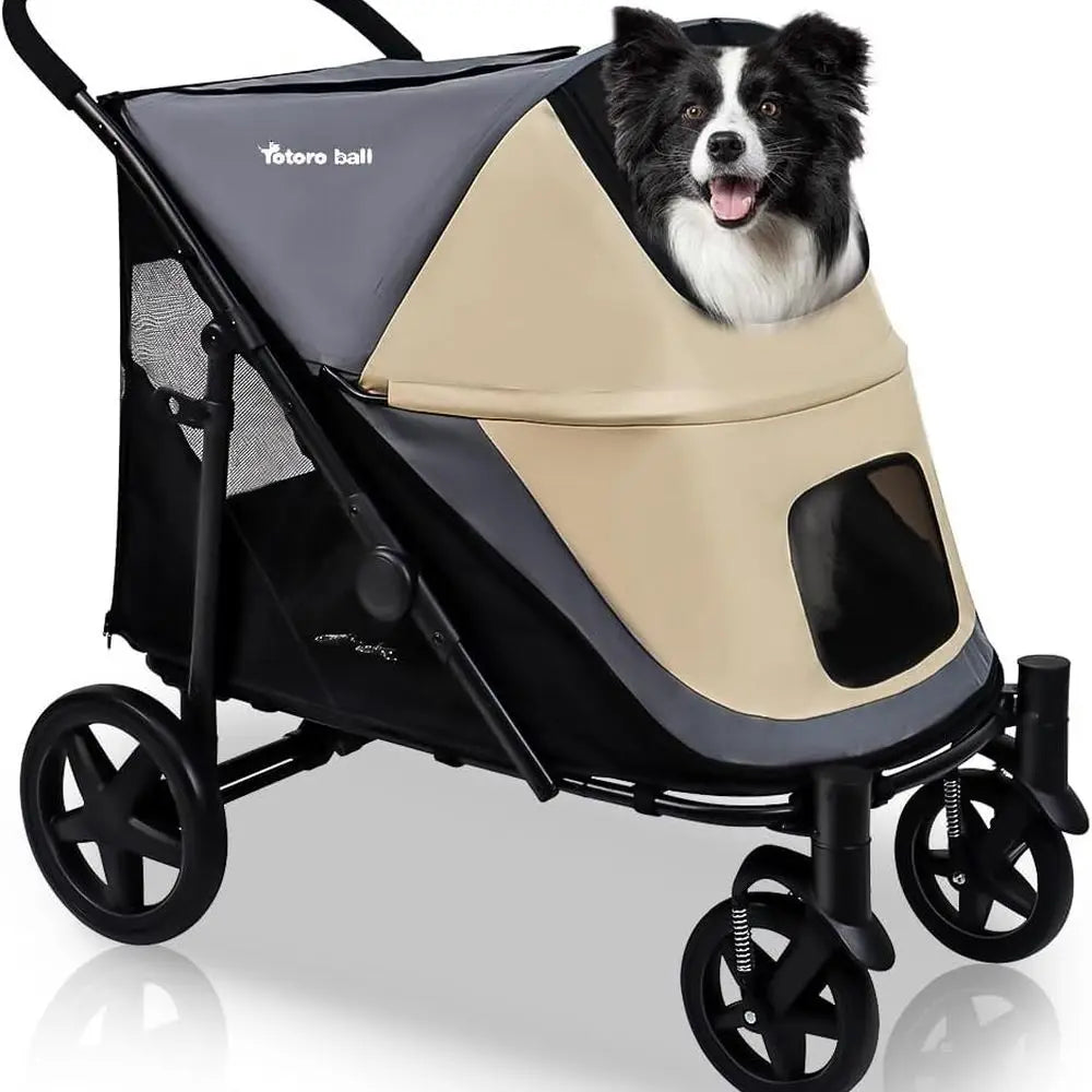 RBX One-Click Folding Dog Stroller For Two Dogs With Storage