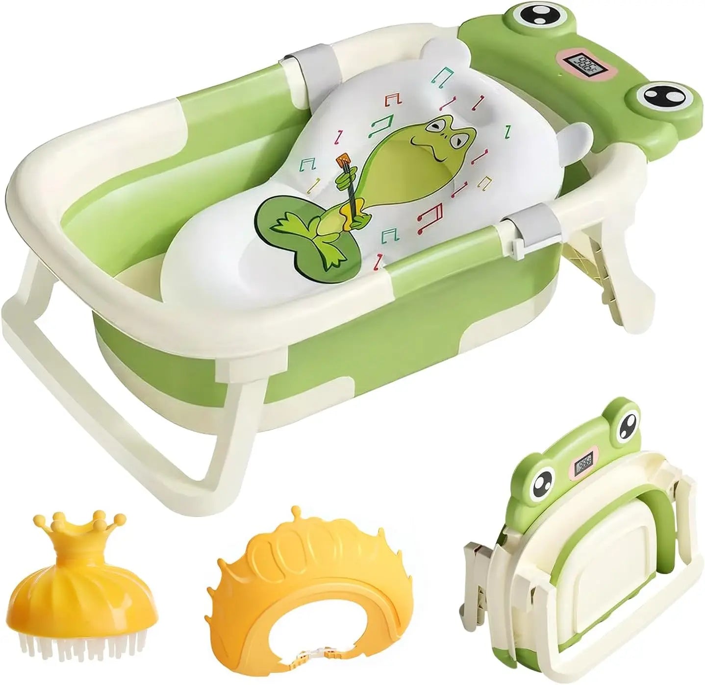 Baby Bath Tub With Cushion Thermometer Foldable Design