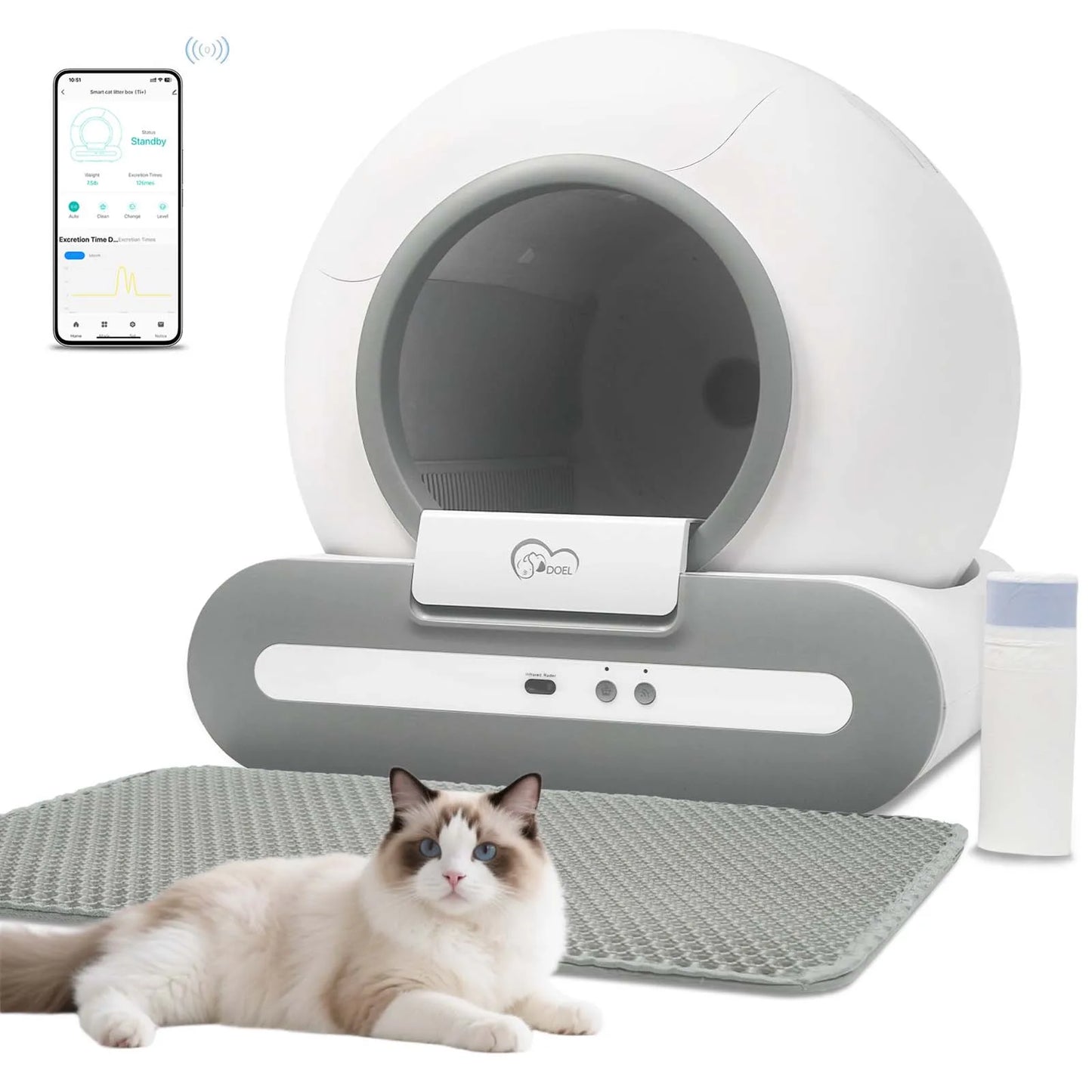 DOEL Selbstreinigendes Katzenklo mit App-Steuerung 2.4G WiFi