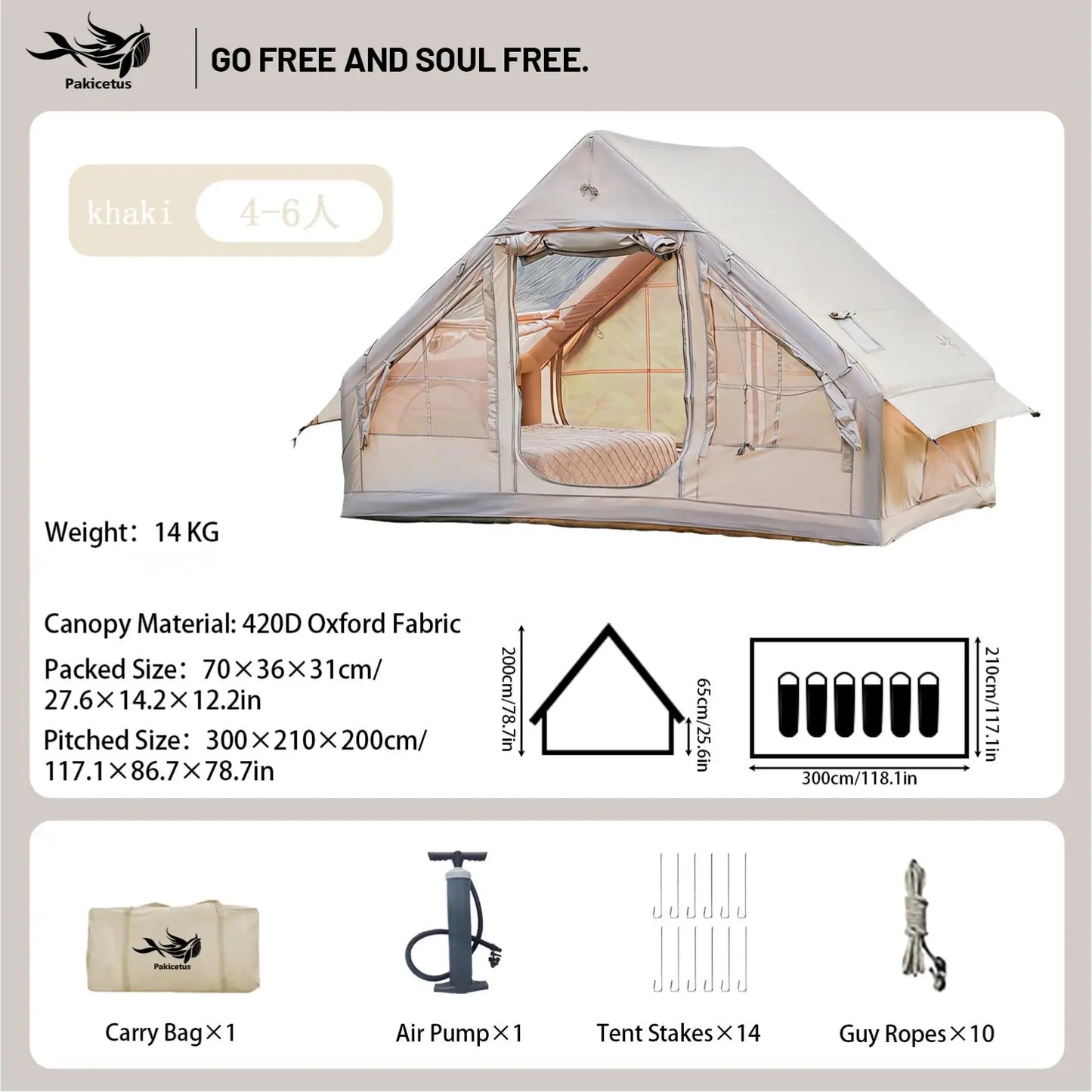 Inflatable Quick Setup Camping Tent Waterproof Family Portable Air Tent