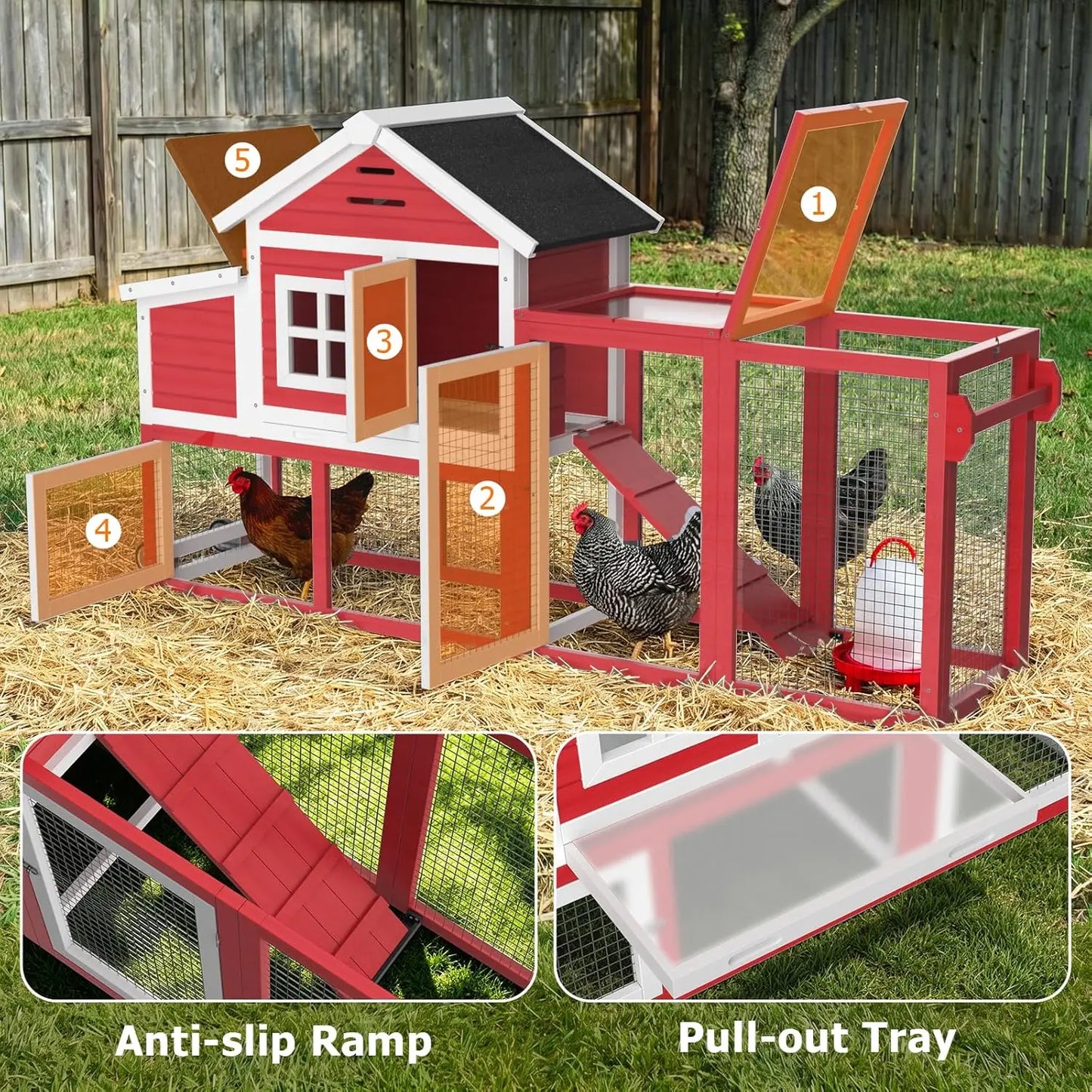 Mobile Chicken Coop With Run And Wheels Weatherproof Roof
