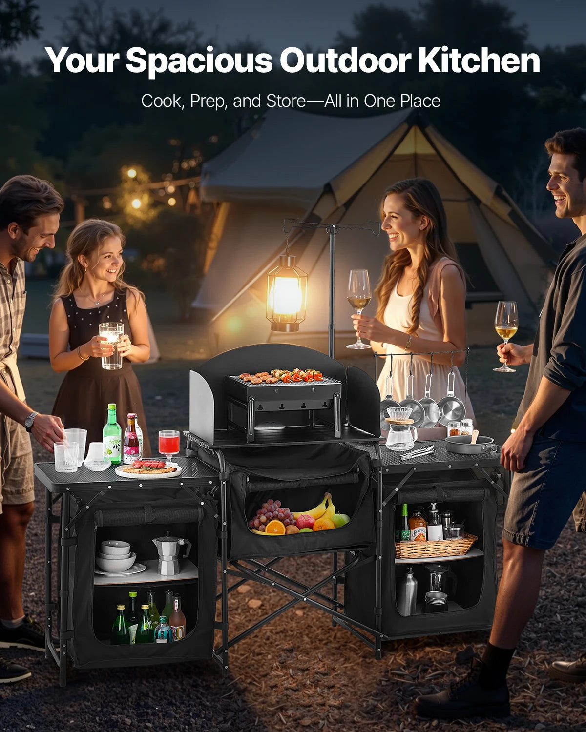 VEVOR Camping Kitchen Table Aluminum Portable Cook Station
