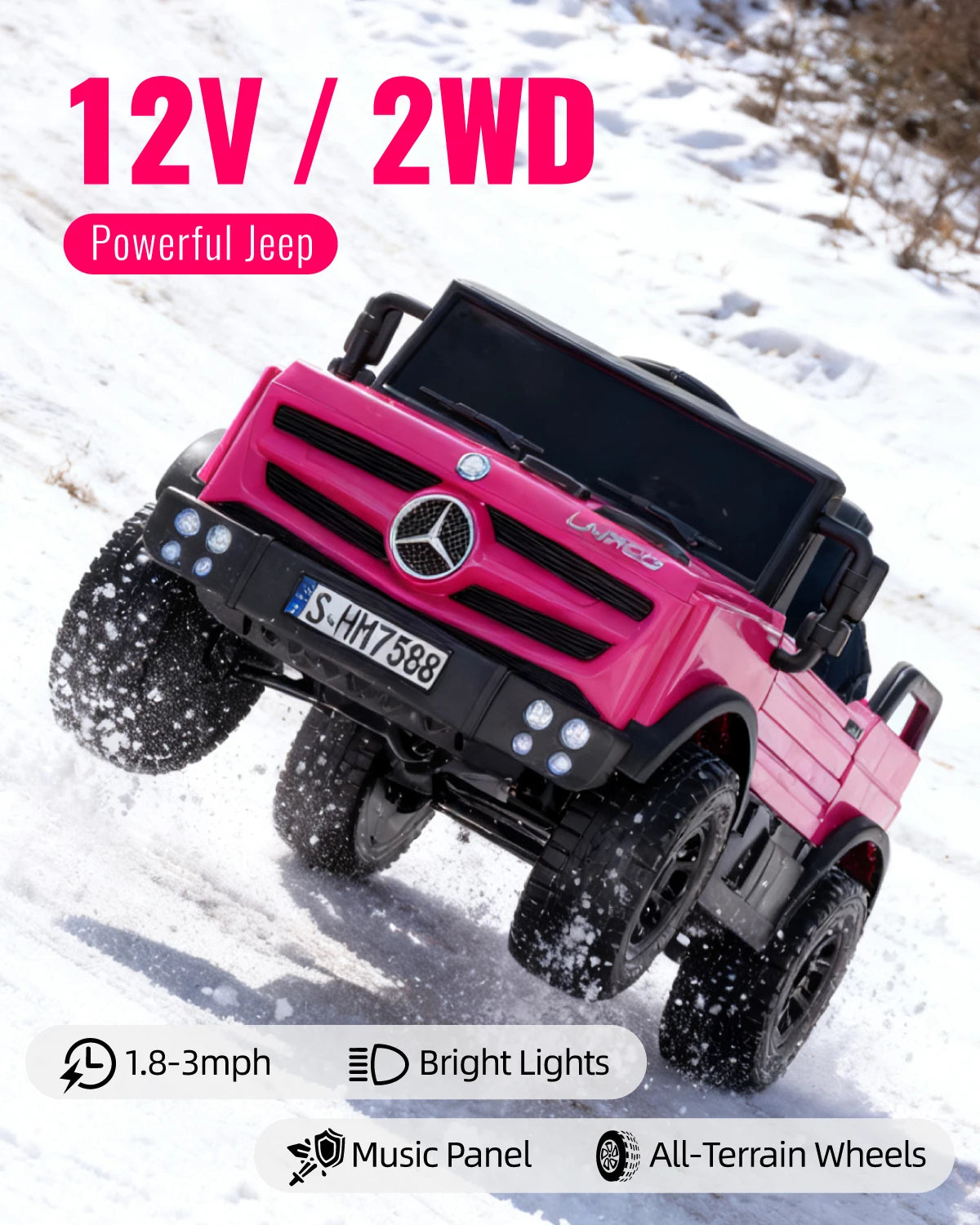 HIMEILI 12V Mercedes Benz Unimog Ride On Car For Kids Remote Control