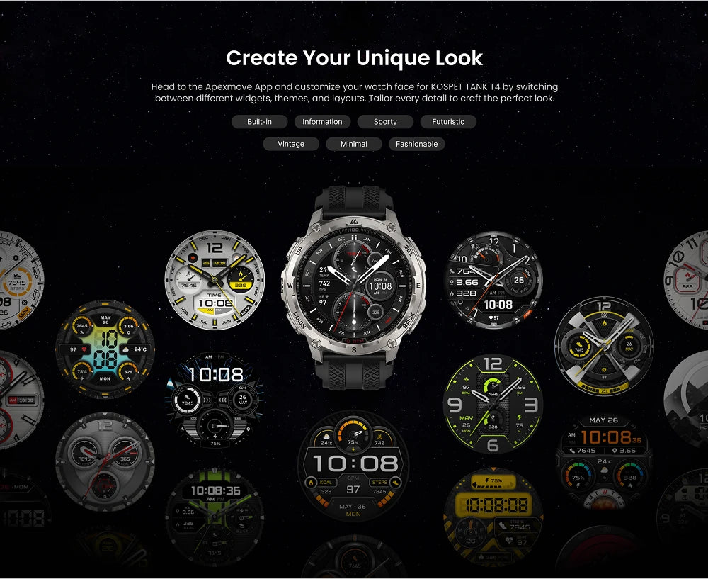 KOSPET Tank T4 Smartwatch For Men GPS Offline Maps 10ATM