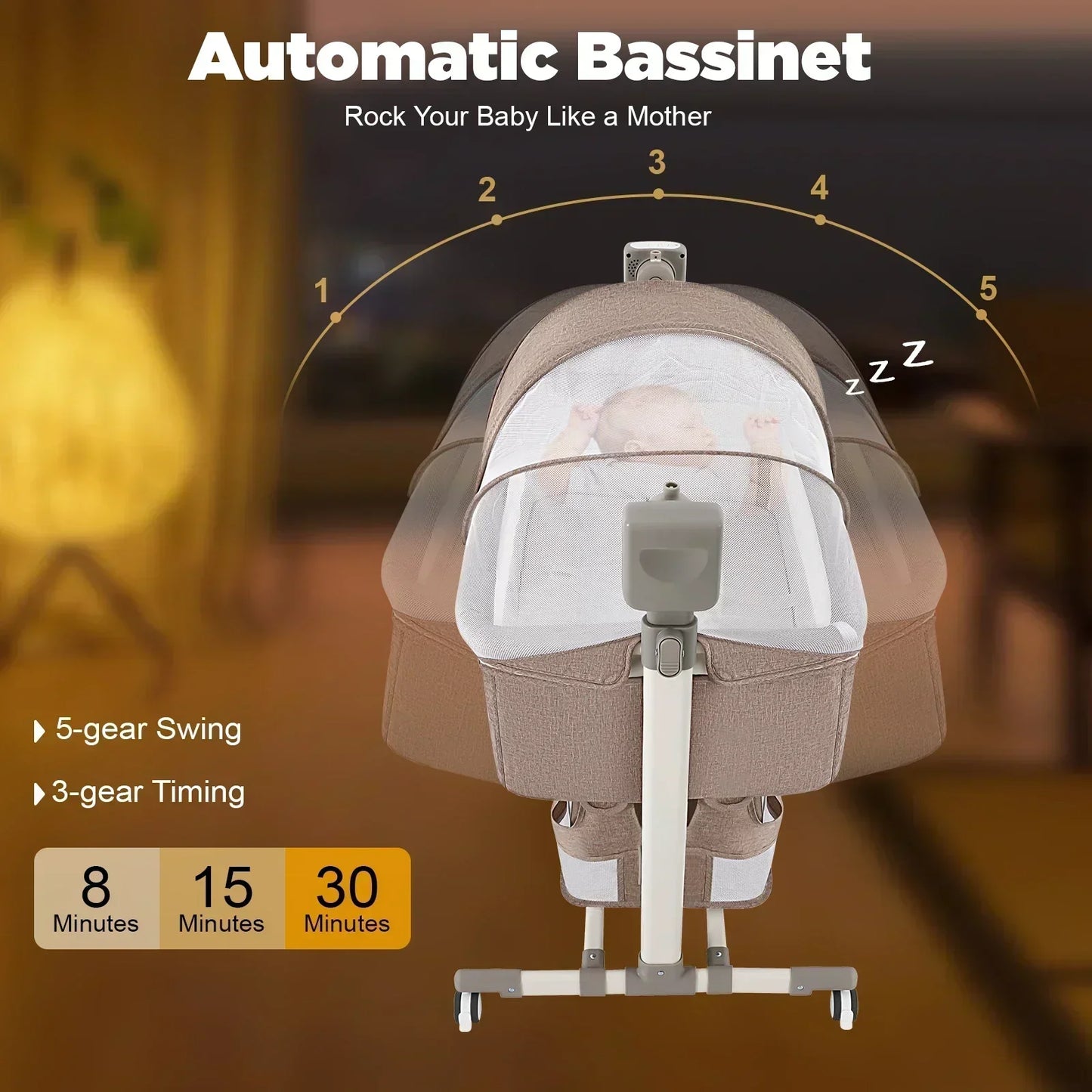 Smart Electric Baby Bassinet Bedside Sleeper With Music Automatic Cradle