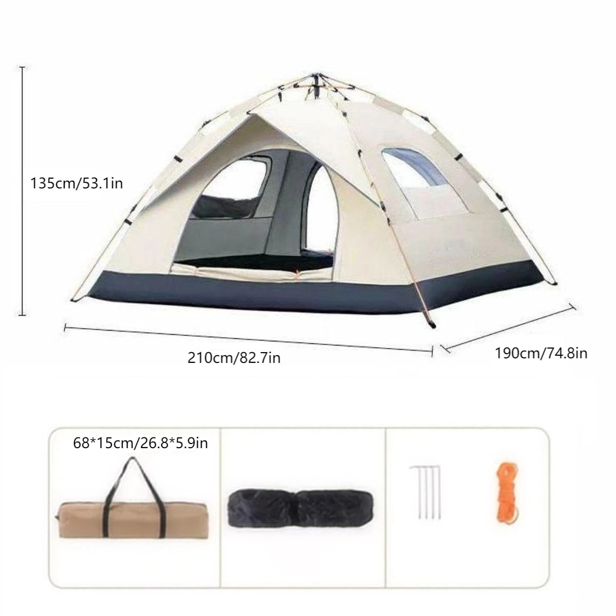 Pakicetus Outdoor Shelter Sunshade Automatic Opening Tent For Camping