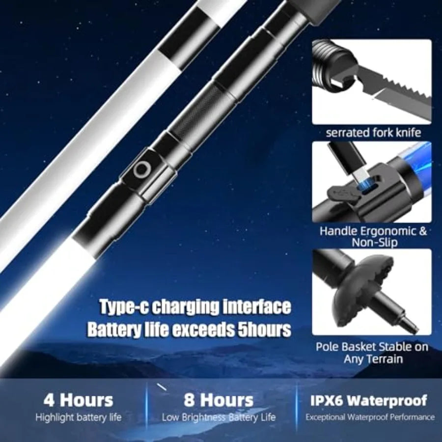 LED Walking Stick With Light 12 In 1 Adjustable Pole