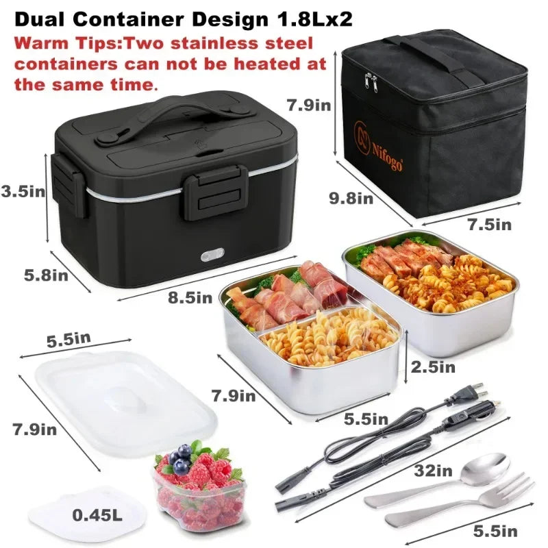 Premium Electric Heated Lunch Box With Stainless Steel Interior