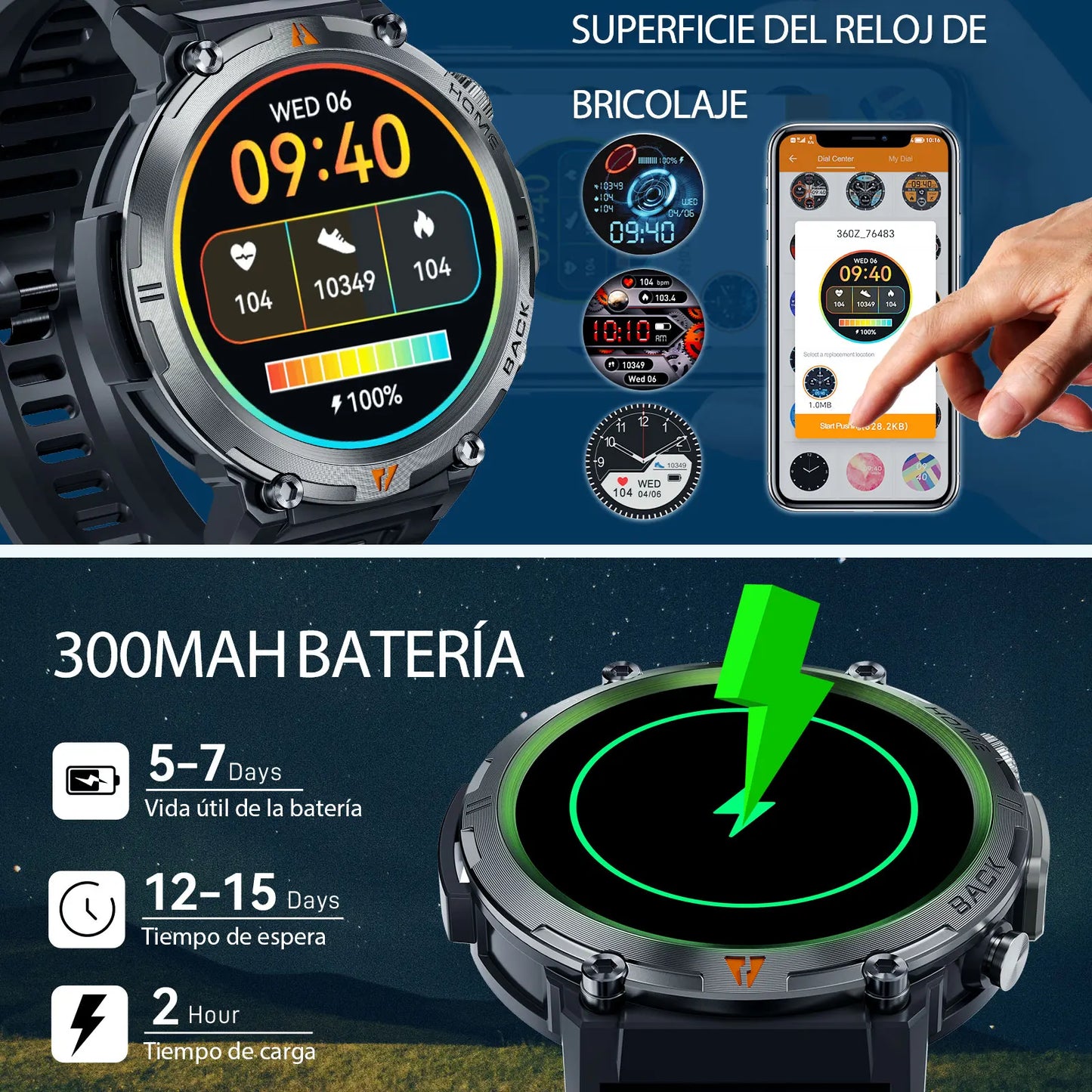 EIGIIS KE3 Smart Watch 3ATM Waterproof Health Monitor with Bluetooth