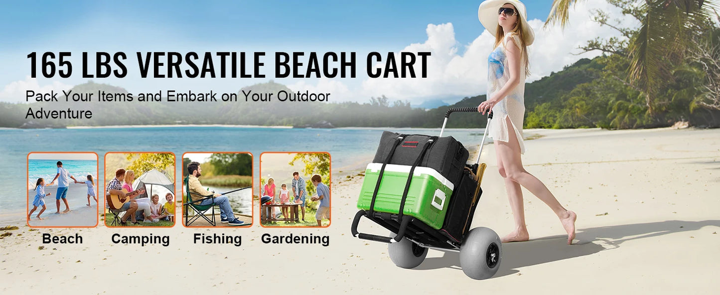 Beach Dolly With Big Wheels For Sand Folding Cart