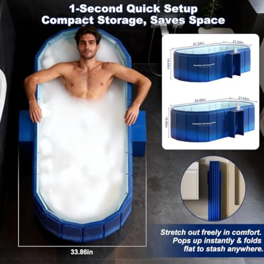 Portable Collapsible Cold Plunge Bathtub With Built In Ledges