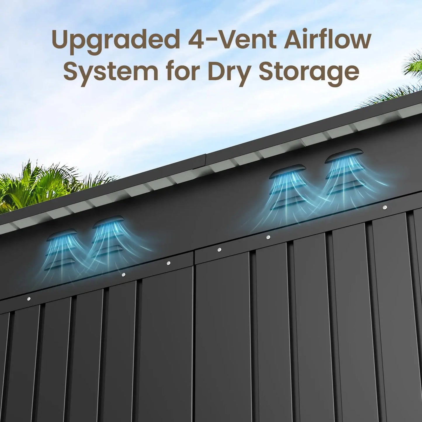 Metal Outdoor Storage Cabinet With Lockable Double Doors Waterproof