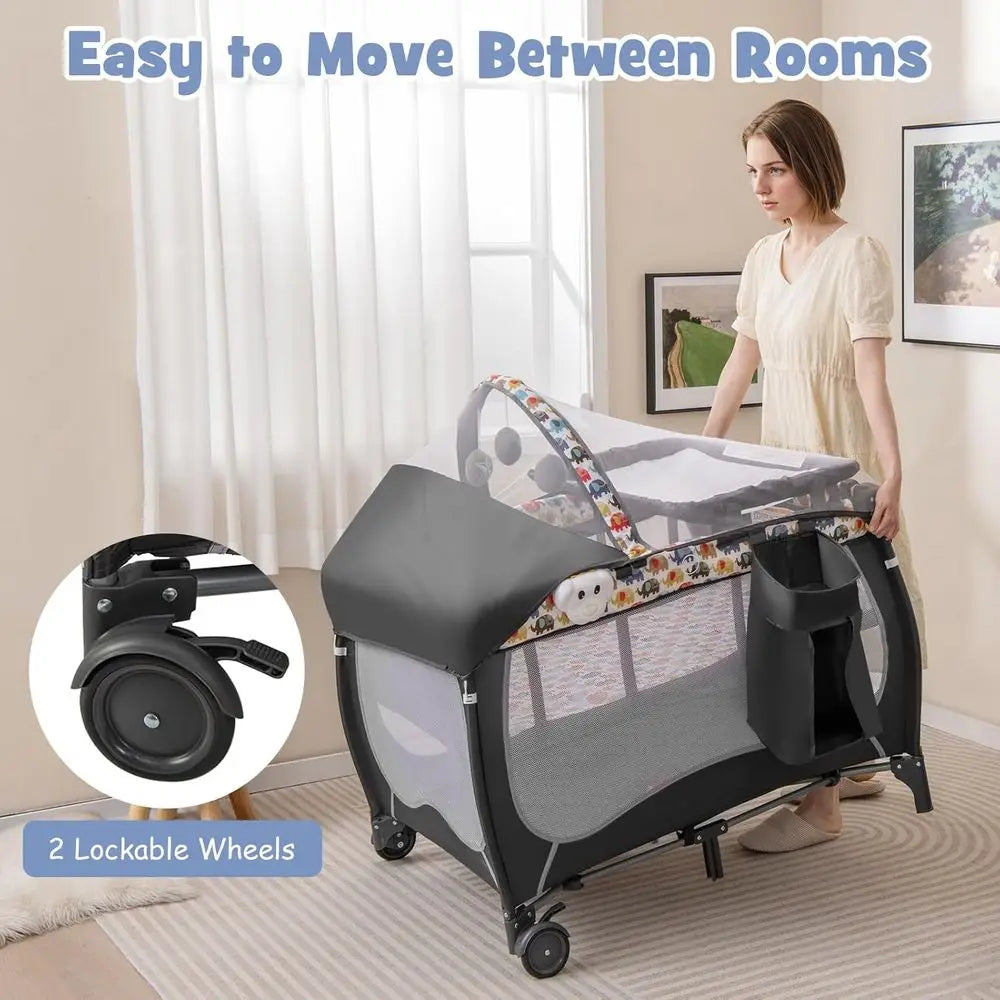 4 In 1 Portable Baby Playard Bassinet and Changing Table