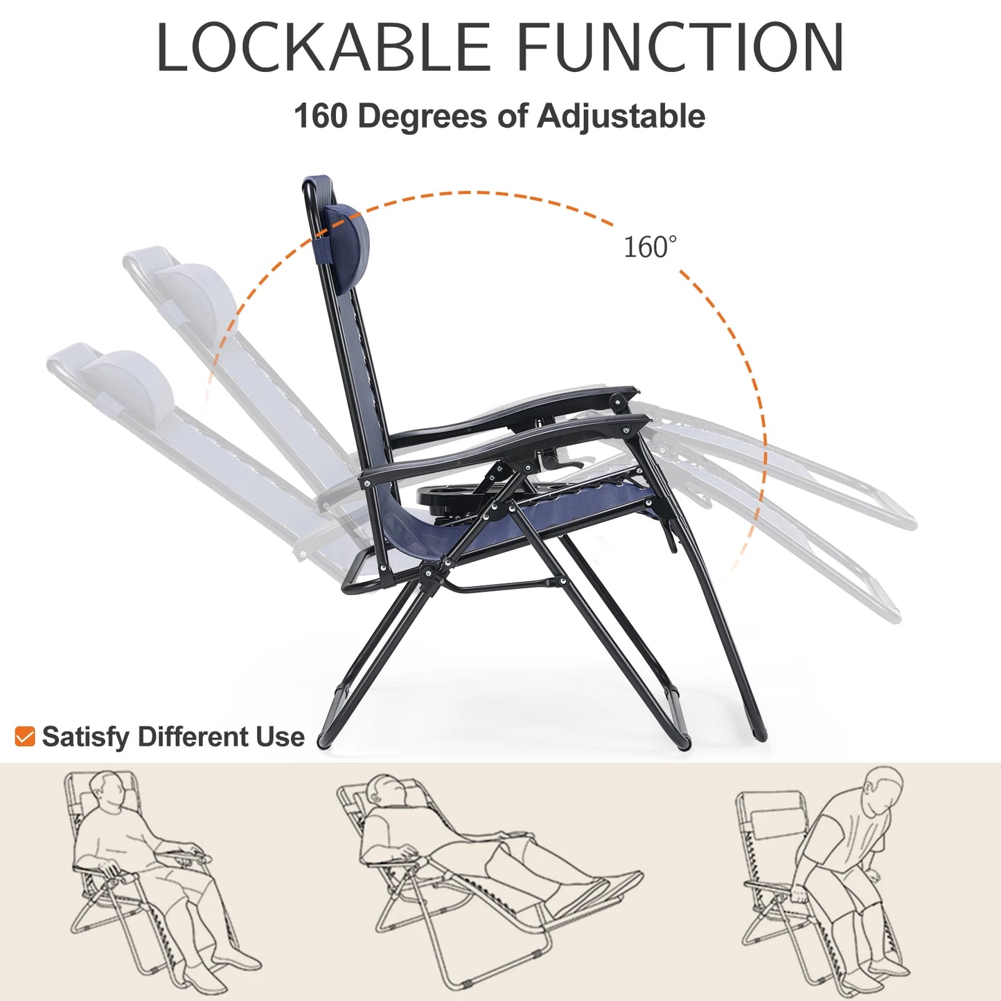 JHK Zero Gravity Two Pack Portable Recliners for Outdoor Patio