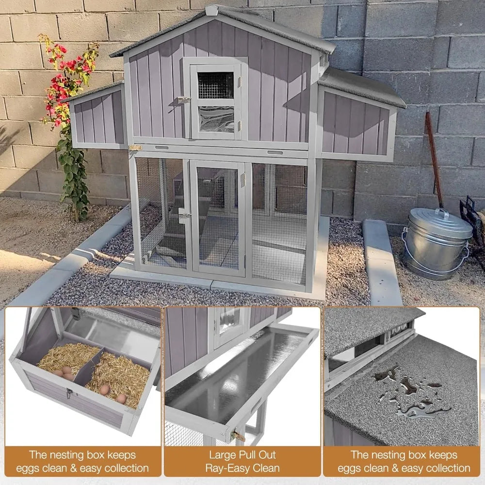 Foldable Outdoor Chicken Coop For 6-8 Chickens Weather Resistant