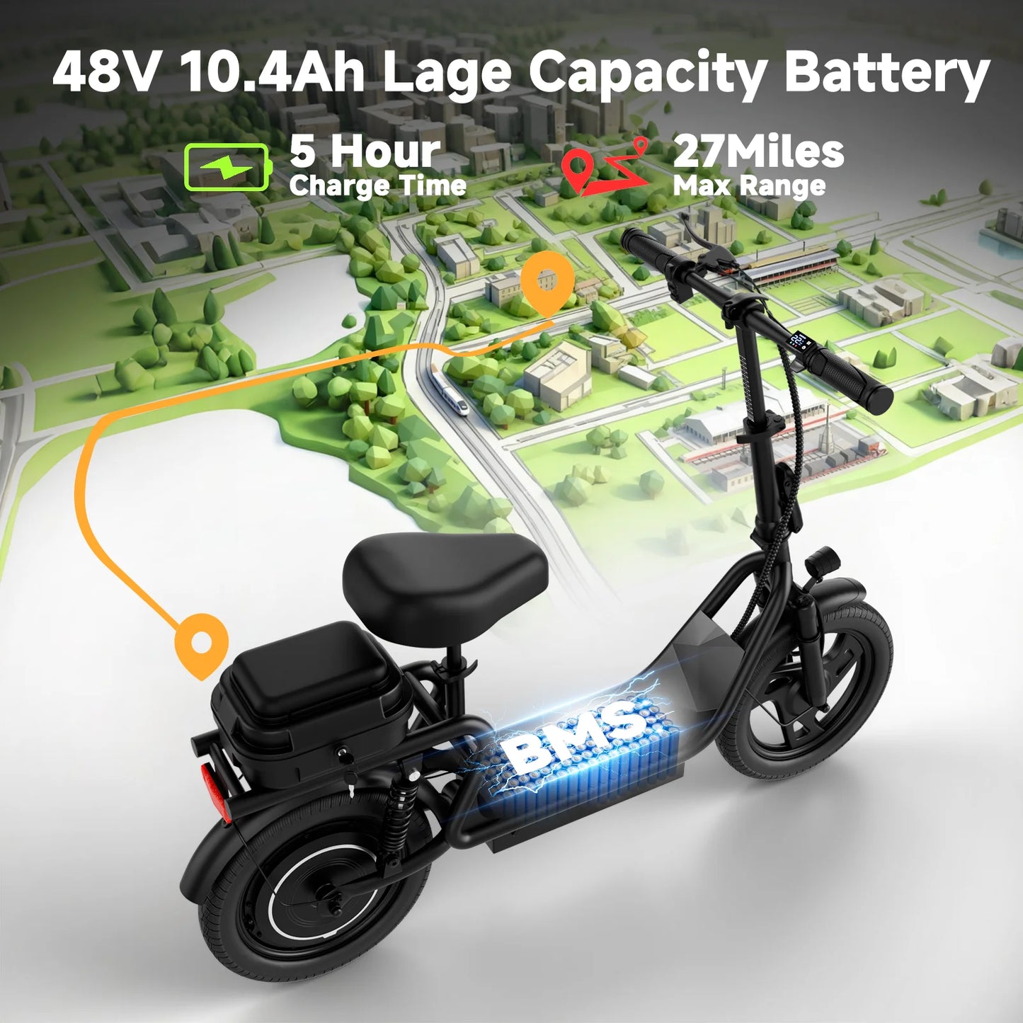 AOVOPRO 500W Foldable Electric Bicycle With 10.4Ah Battery