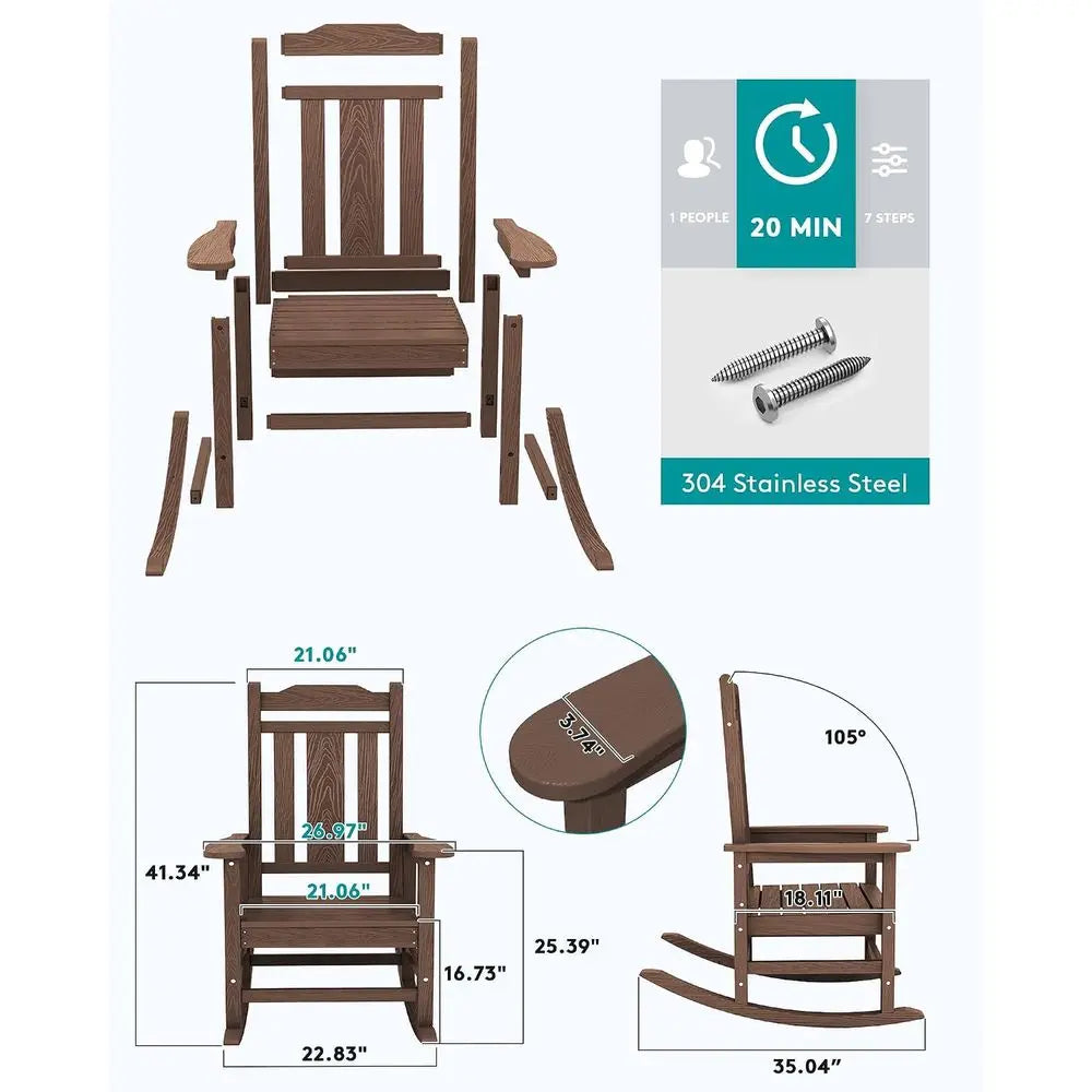 HDPE Oversized Outdoor Rocking Chair For Patio And All Weather