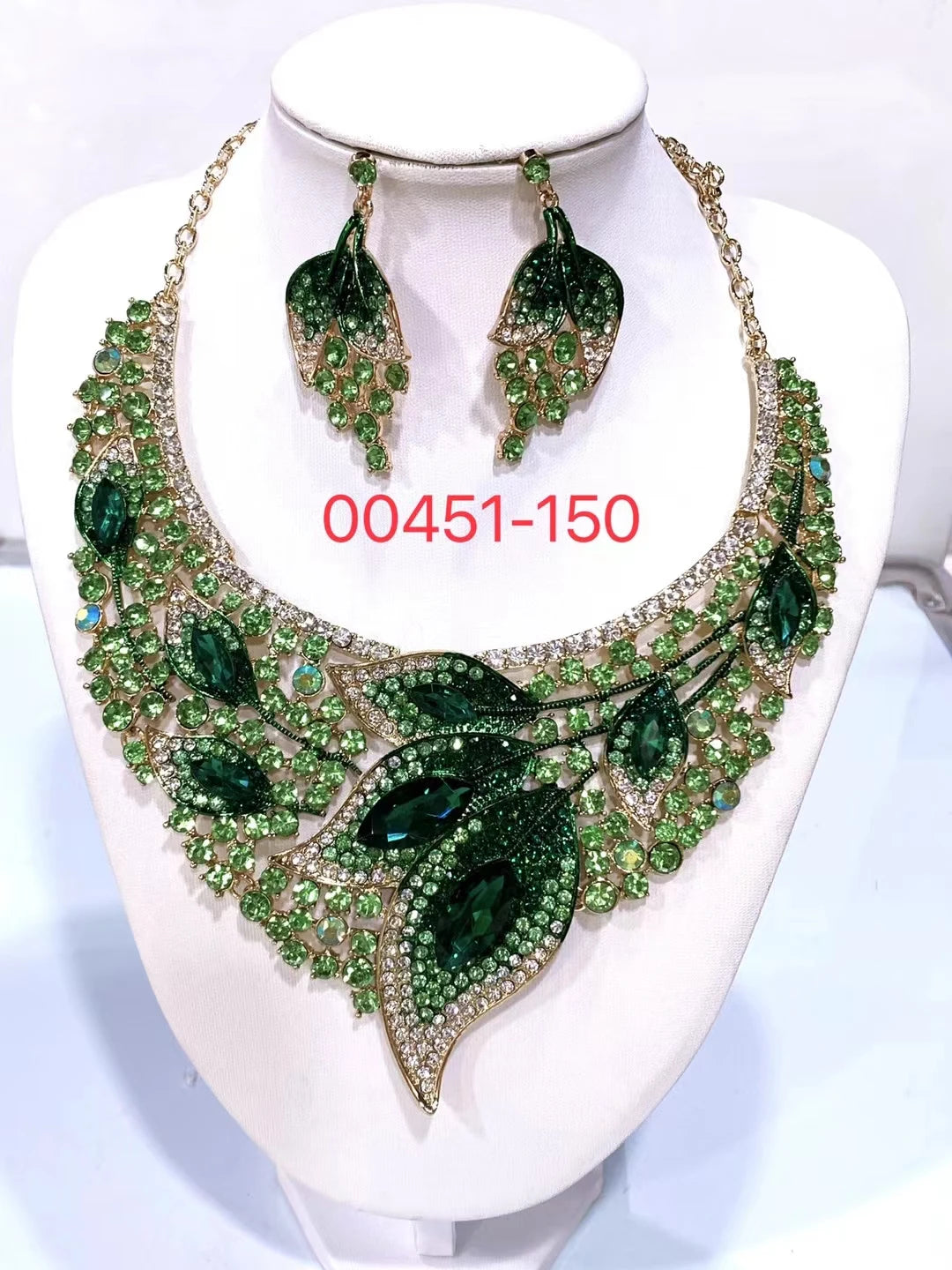 African Bridal Rhinestone Necklace And Earrings Set Wedding Jewelry