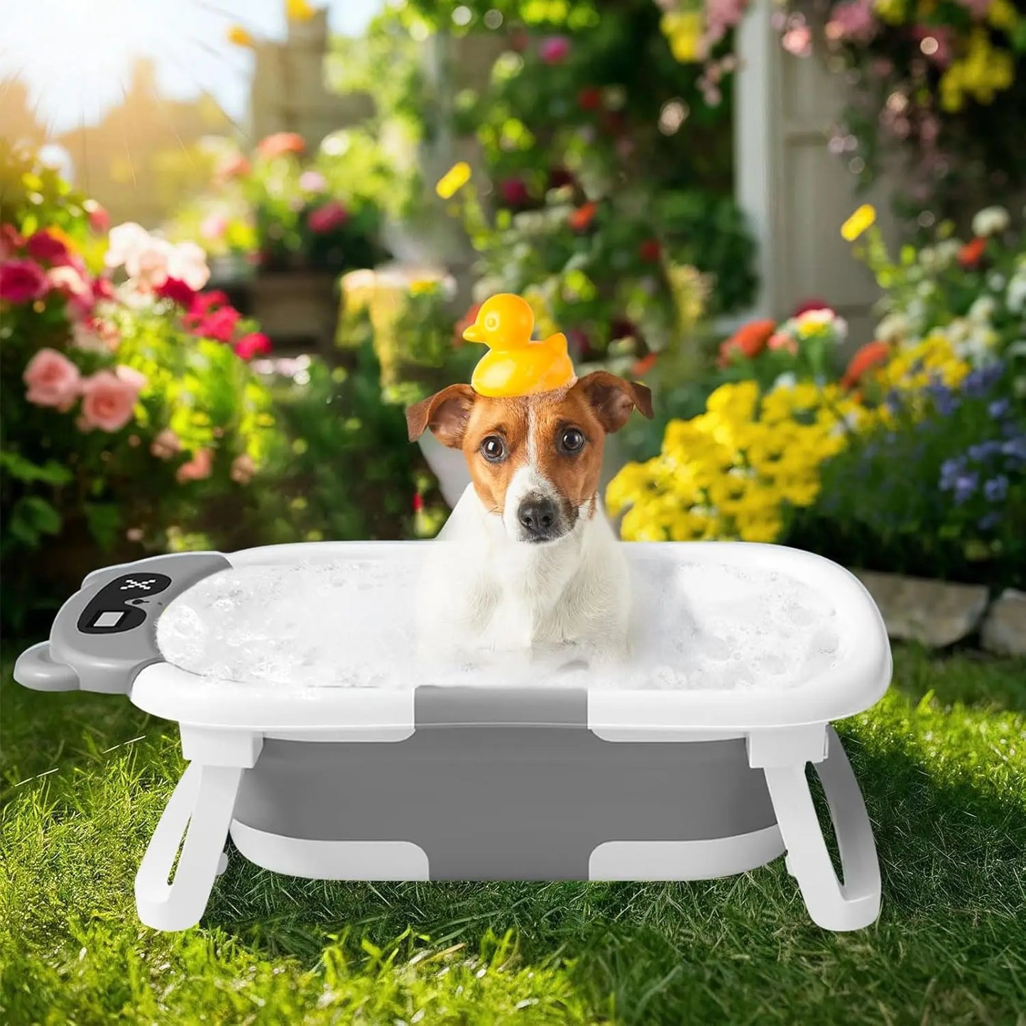 Baby Bath Tub With Cushion Thermometer Foldable Design