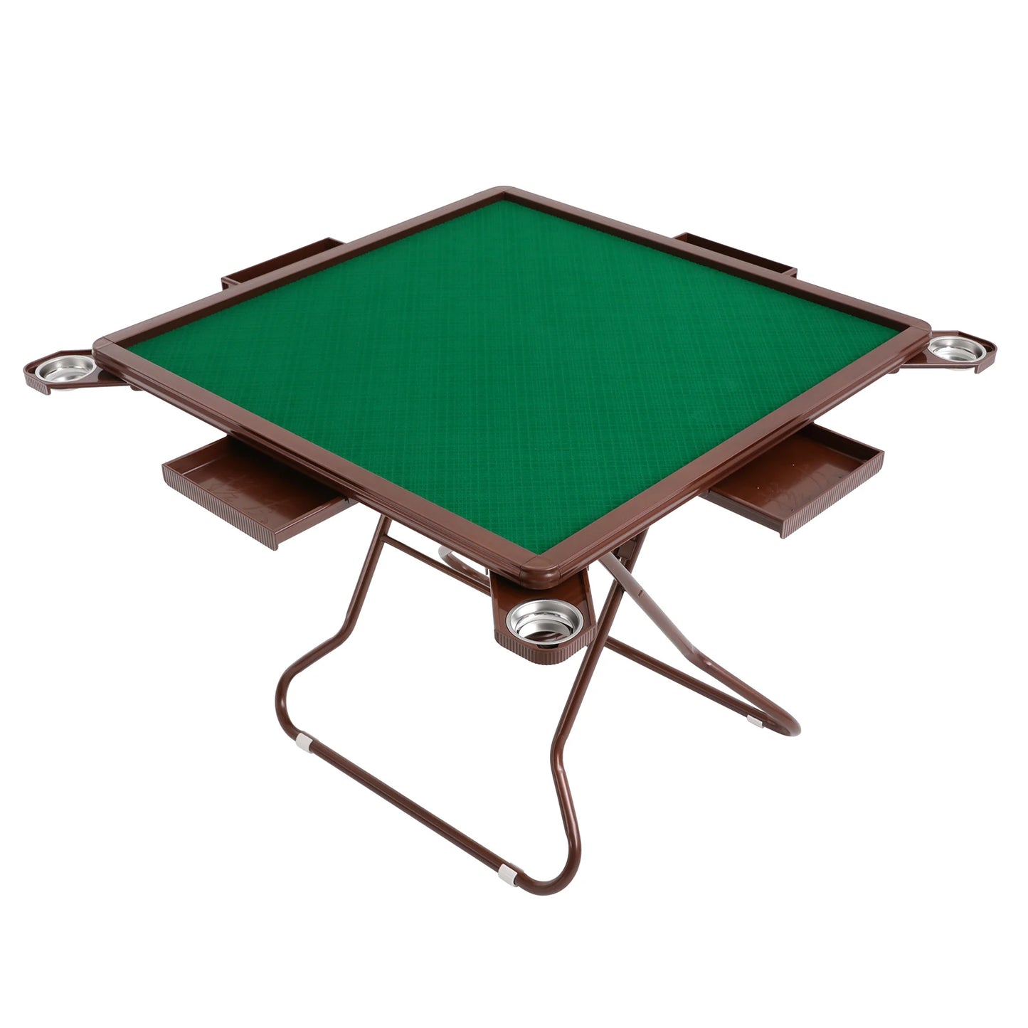 Foldable Square Mahjong Table With Four Cup Holders And Drawers