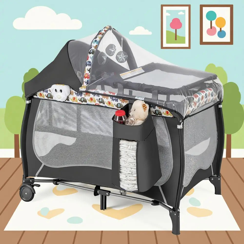4 In 1 Portable Baby Playard Bassinet and Changing Table