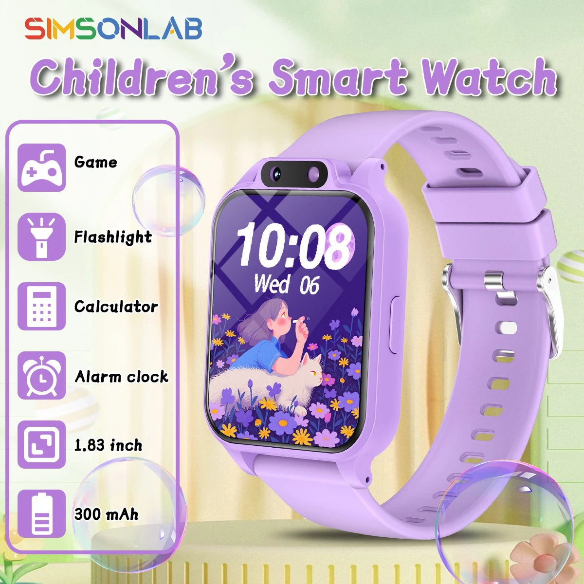 SIMSONLAB Kids Smartwatch With HD Camera Stopwatch And 18 Games