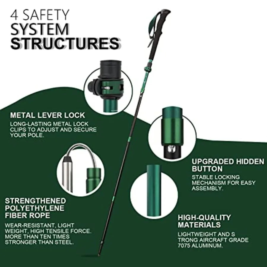 Collapsible Trekking Poles For Hiking With Extra Long Foam Handle