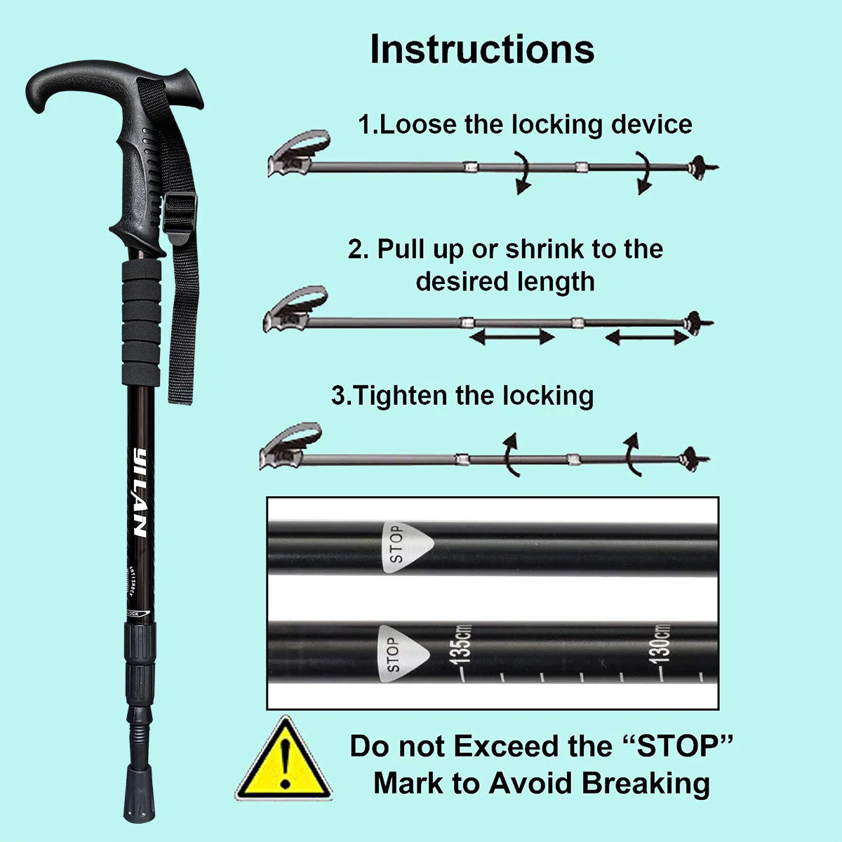 Ultralight Aluminum Trekking Poles With Spring Damping And Foam Grip