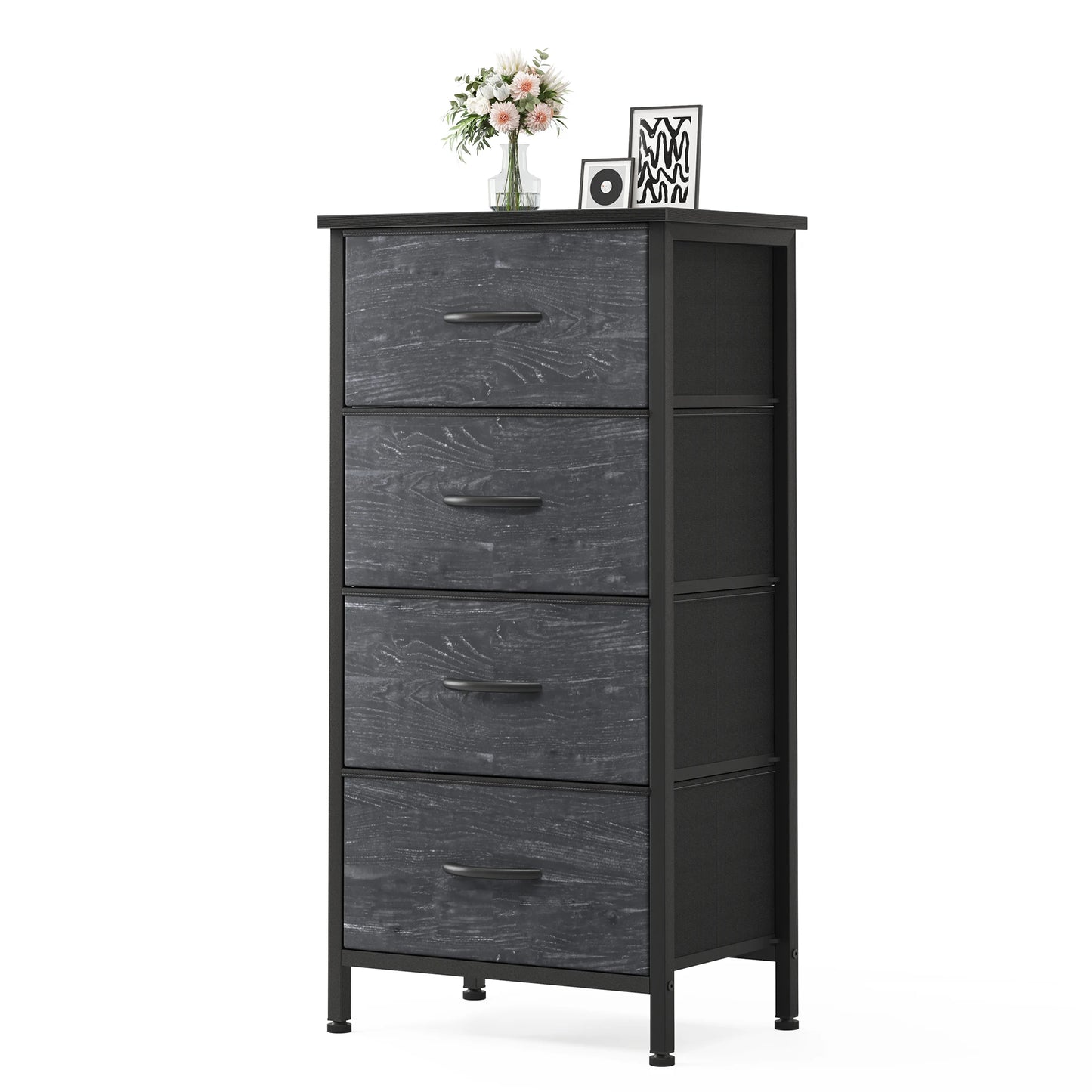 JHK Four Drawer Fabric Cabinets Living Room With Metal Frame