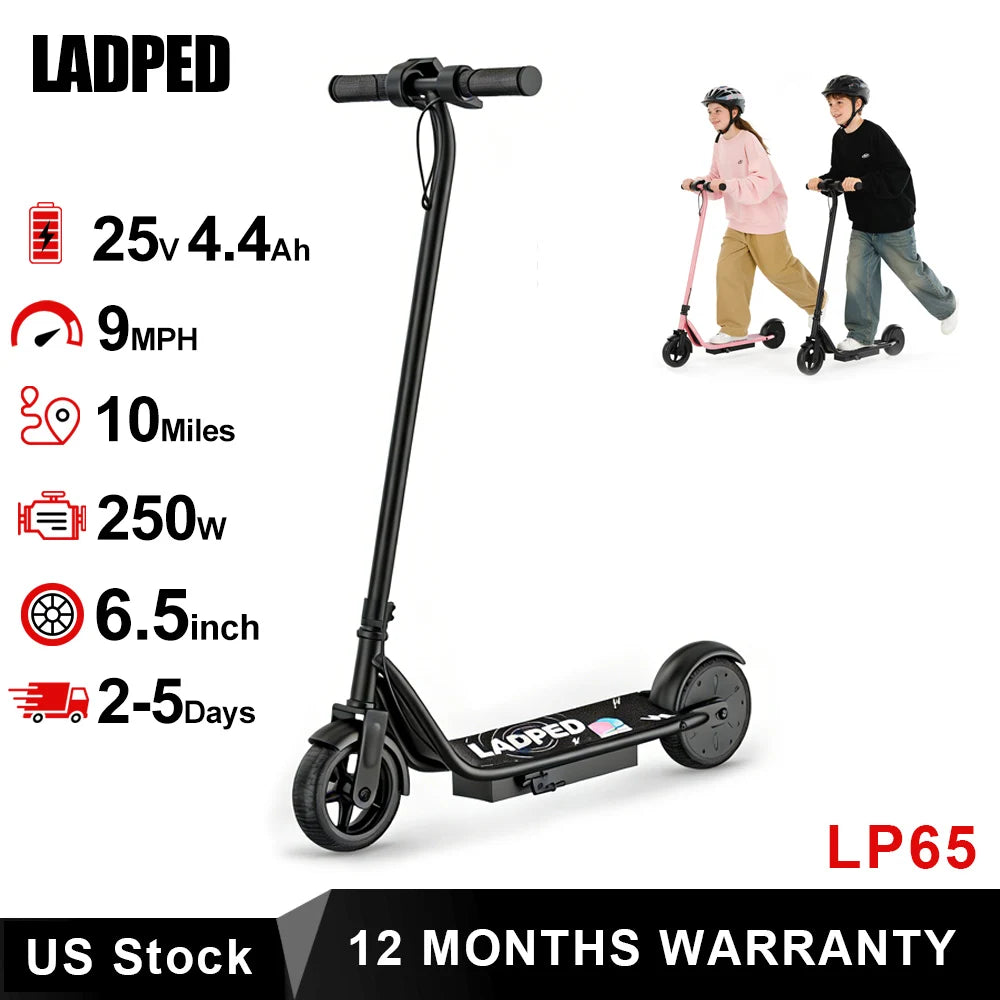 Ladped Kids Electric Scooter 3 Speed Modes 10 Mile Range 250W