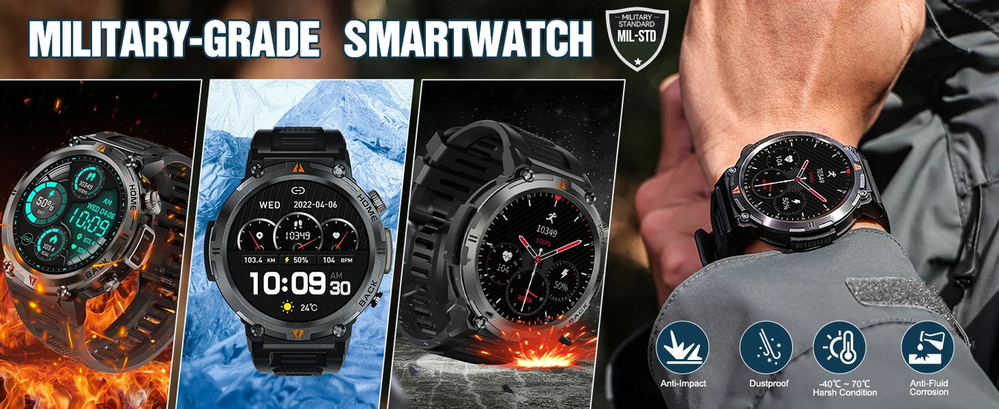 EIGIIS KE3 Smart Watch 3ATM Waterproof Health Monitor with Bluetooth