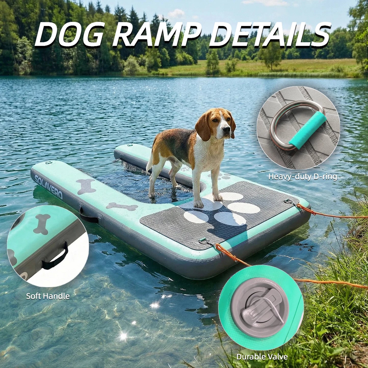 Inflatable Dog Water Ramp With Pump And Carry Bag Set