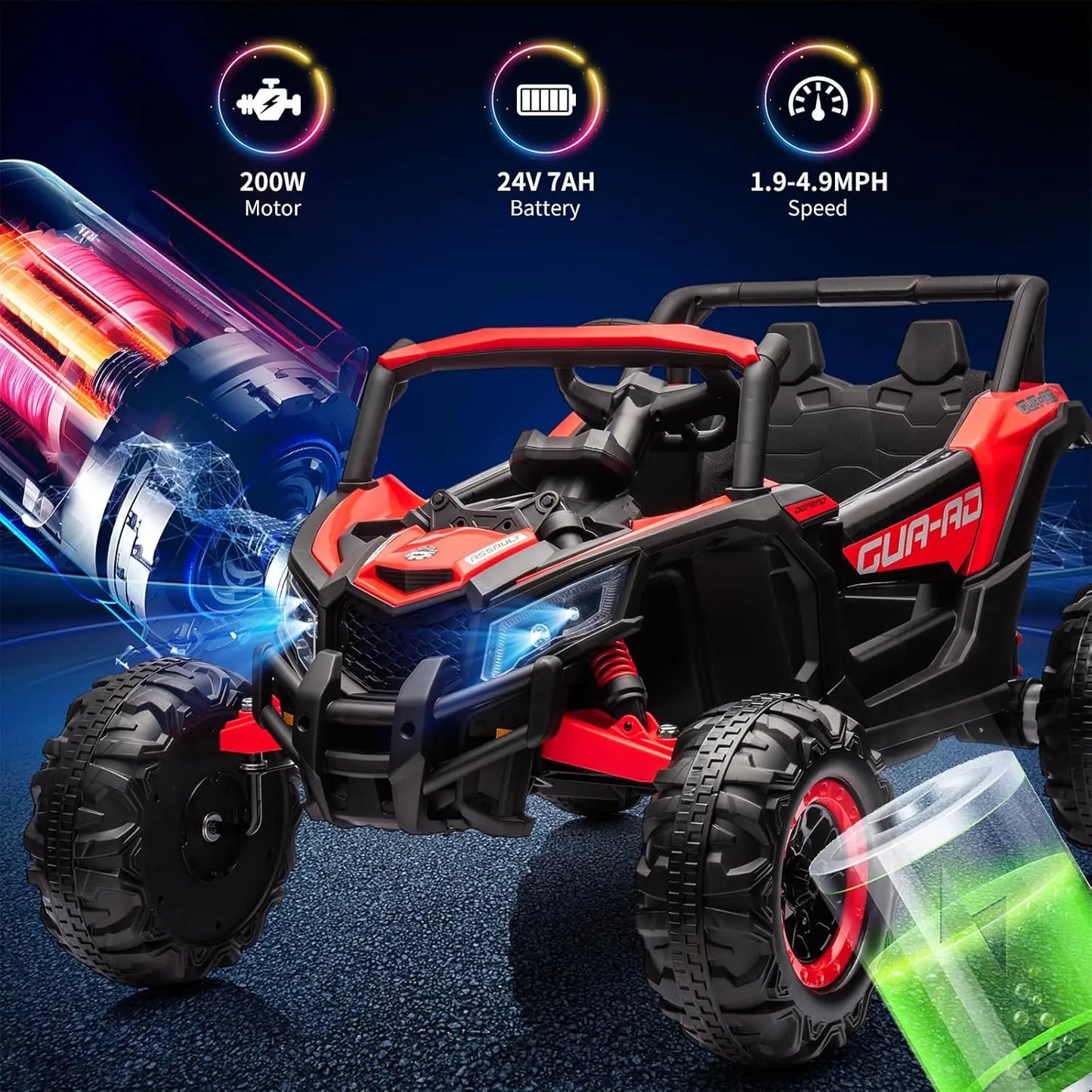 24V Kids Ride On UTV With Remote Control 2x200W Motors LED Lights