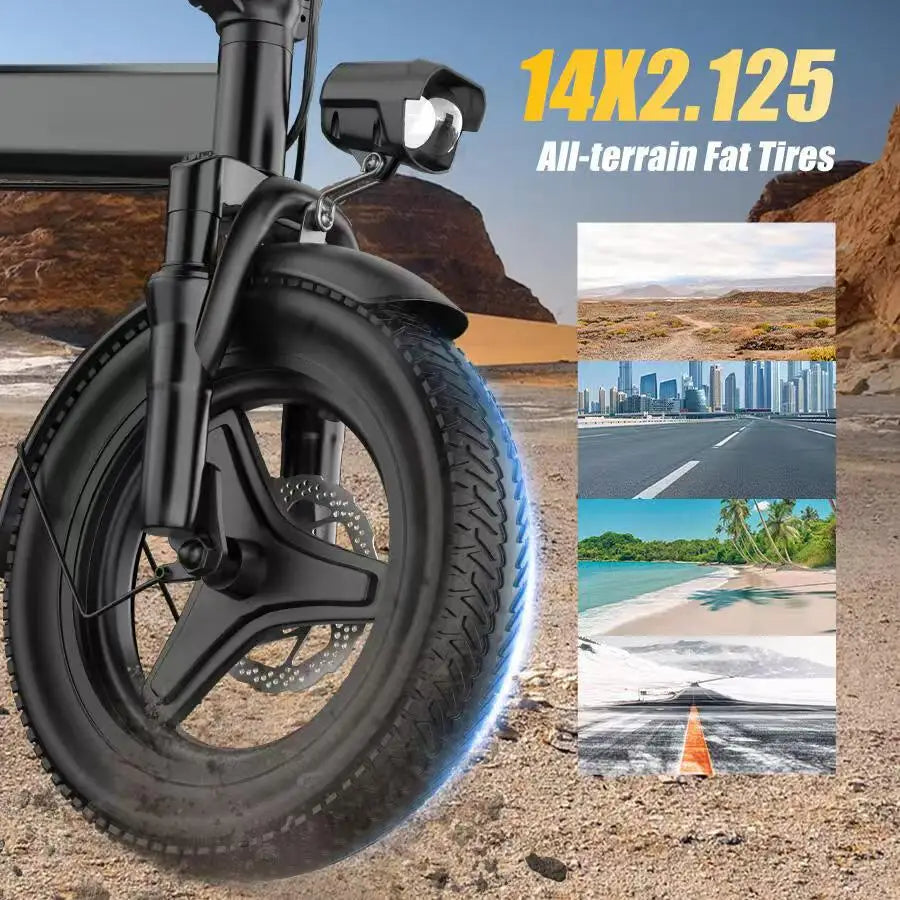 Foldable Electric Bicycle For Adults, 500W Motor, 48V Battery, 8 Shock Absorbers