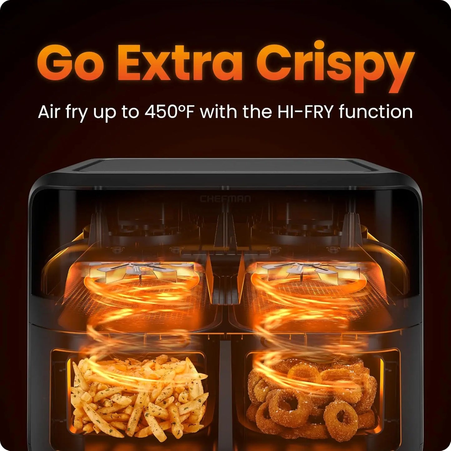 Dual Basket Air Fryer Oven With Independent Baskets