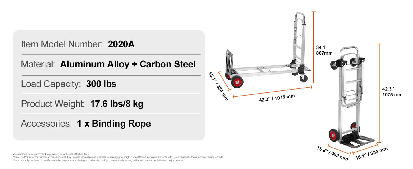 SucceBuy 400 Lb Folding Hand Truck Dolly With Wheels